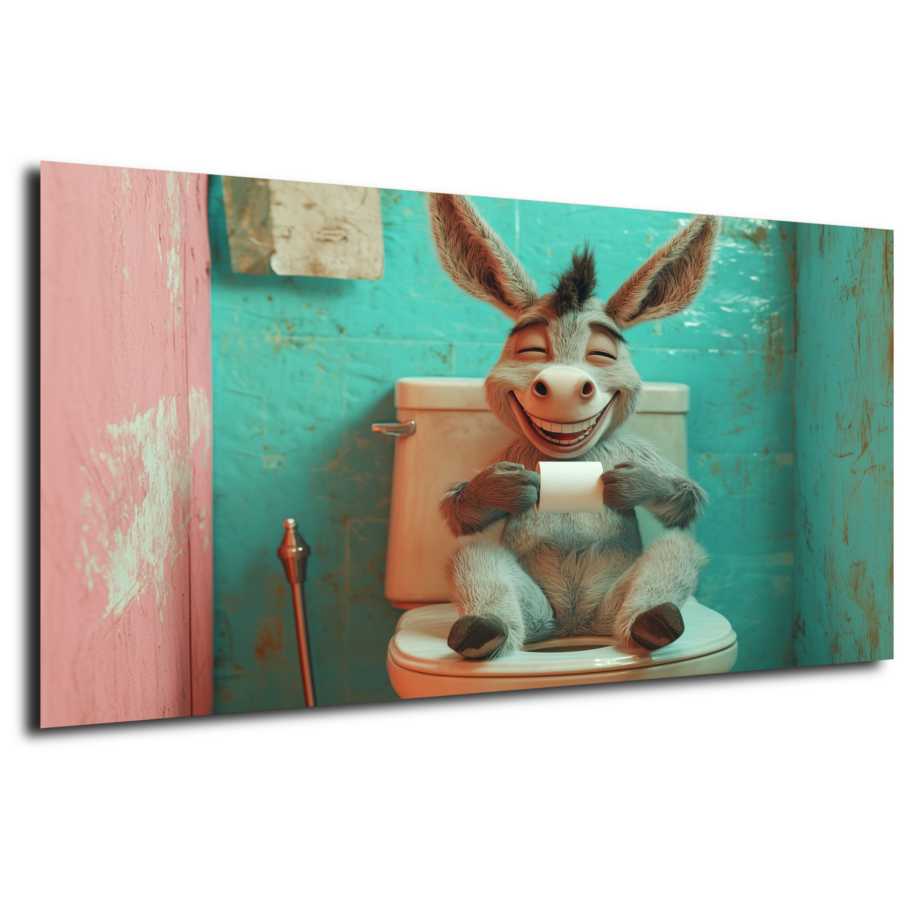DARO Design Leinwandbild Modern Abstrakt Wandbilder XXL Wandbild Wand Deko Leinwand Bilder, (Esel - Bild groß Wohnzimmer Schlafzimmer Esszimmer Küche Einteilig Hochformat Fotodruck Leinwände Wanddeko Abstrakte Kunst Boho), 84x56cm