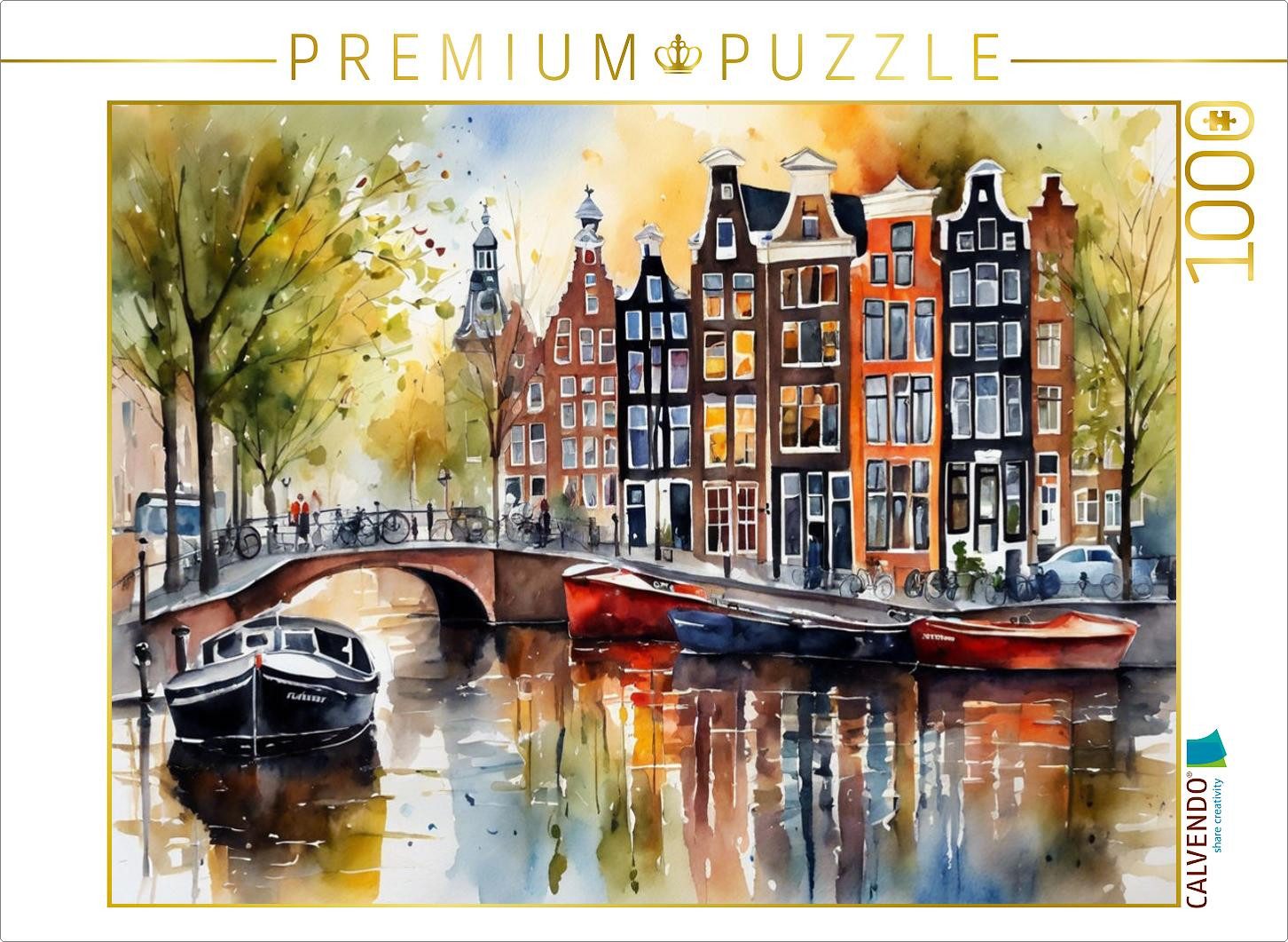 CALVENDO Puzzle CALVENDO Puzzle Gracht in Amsterdam, 1000 Teile Lege-Größe 64x48cm Fo, 1000 Puzzleteile