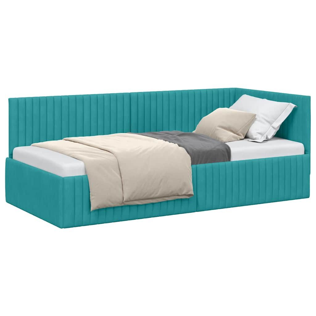 vidaXL Bett Eckbettgestell mit Kopfteil Türkis günstig online kaufen