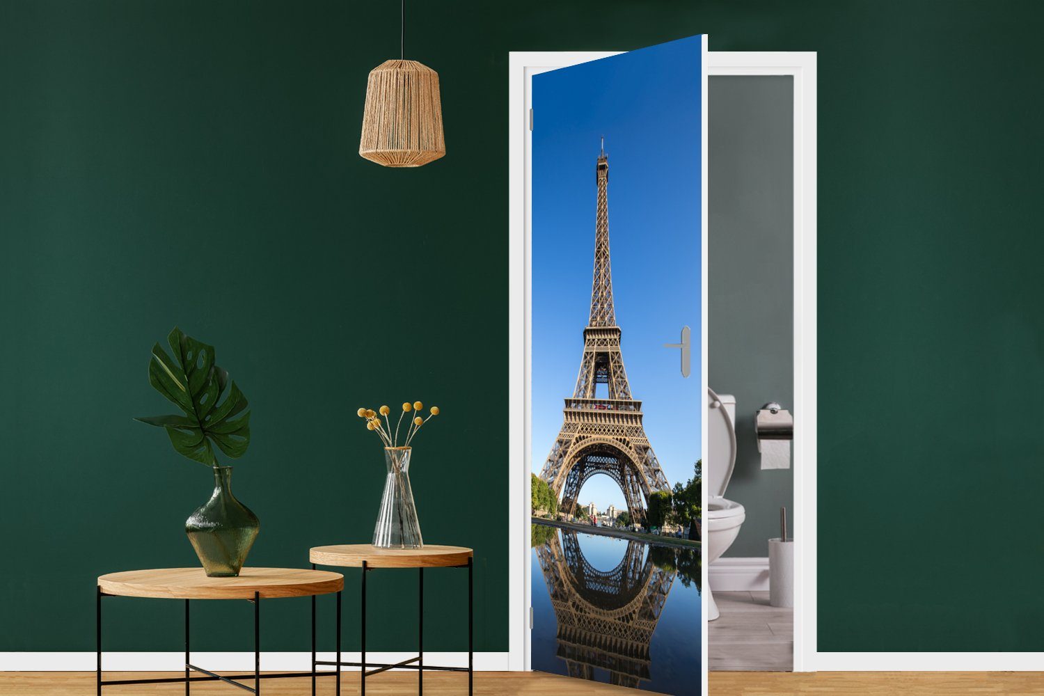 bedruckt, Originalfoto MuchoWow Eiffelturms Paris, (1 Türtapete für cm des Türaufkleber, Matt, St), Tür, in Fototapete 75x205