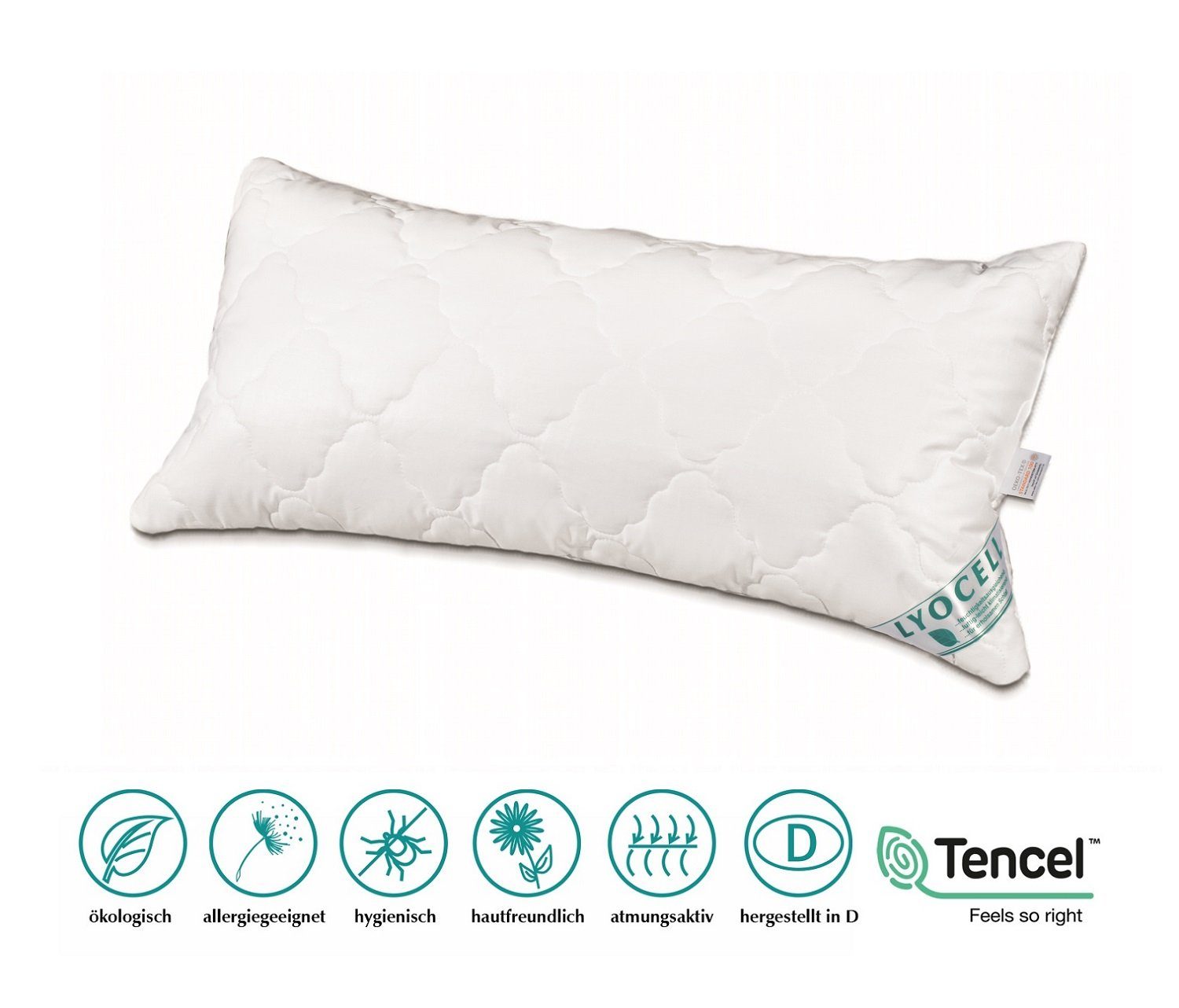 Bach's Bettenwelt Kopfkissen Lyocell/Tencel Kissen 40x60 cm optimale Klimaregulierung, Seitenschläfer, Rückenschläfer, mit Innenkissen, Höhe verstellbar