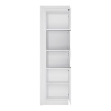 Lomadox Vitrine LYNDHURST-129 weiß Hochglanz mit LED Beleuchtung, 60/198,5/42 cm