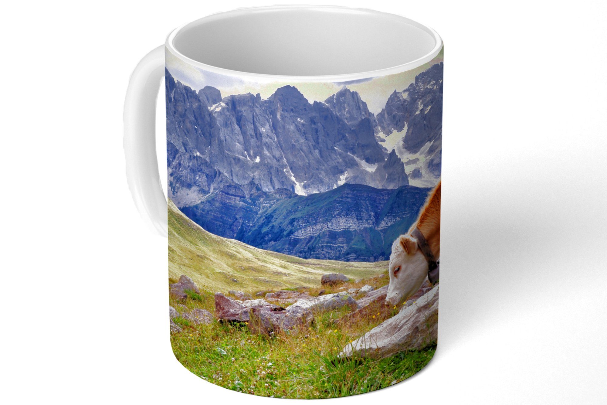 Kuh Alpen Teetasse, Kaffeetassen, Tasse - Berg, Keramik, Teetasse, Geschenk Becher, - MuchoWow