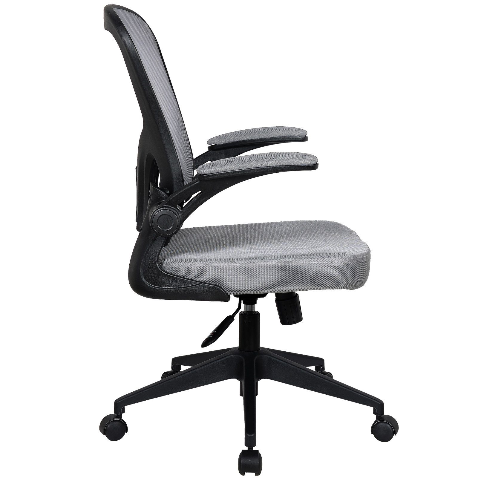 Home Armlehnen Bürostuhl Mesh-Optik Grau Kopfstütze in Stück), Harry Chair (1 Chefsessel Office mit hochgeklappten TRISENS ohne / Schwarz