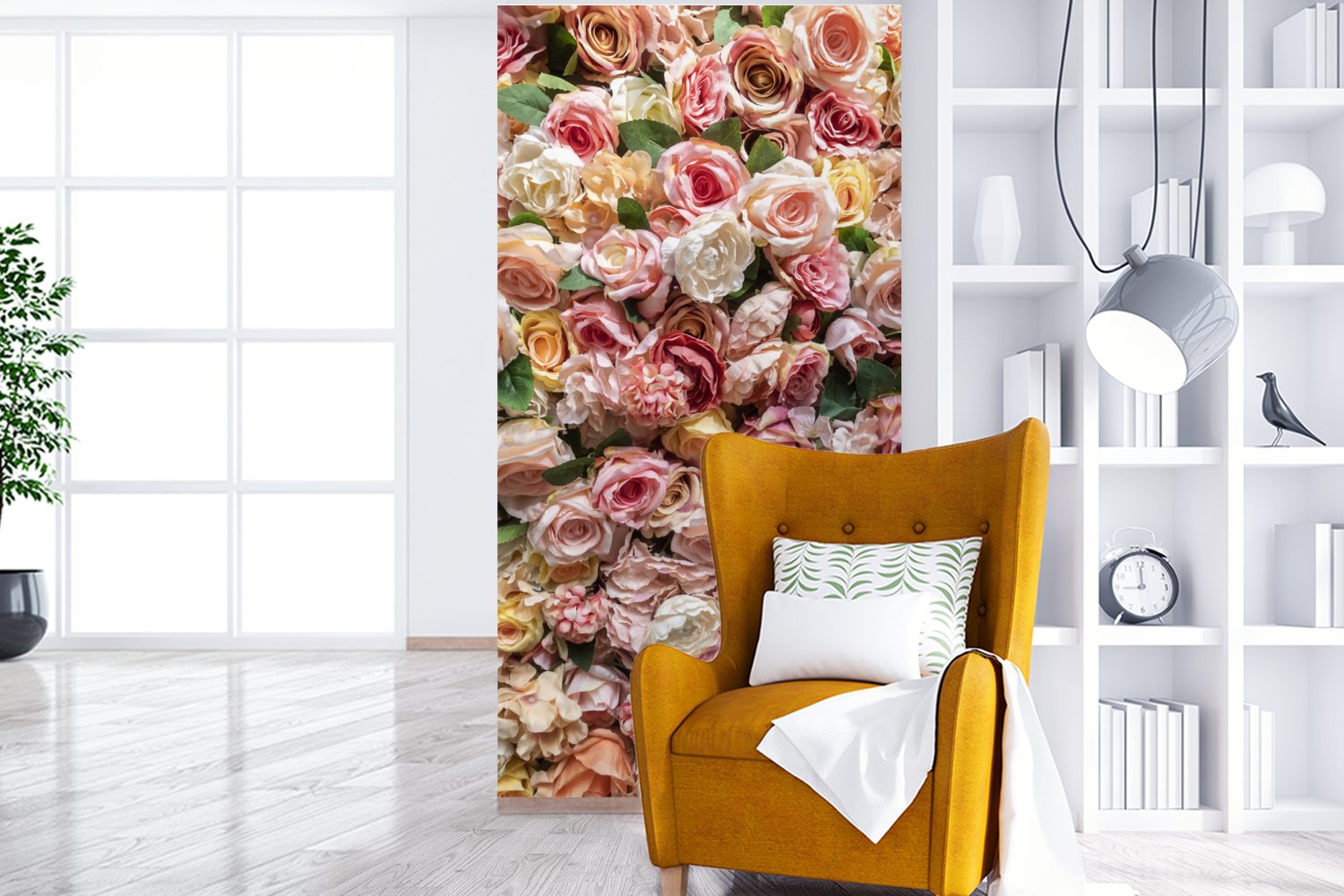 bedruckt, Rosen Farben Matt, MuchoWow Fototapete Fototapete - (2 St), Küche, - Schlafzimmer Wand, für Vliestapete Wohnzimmer