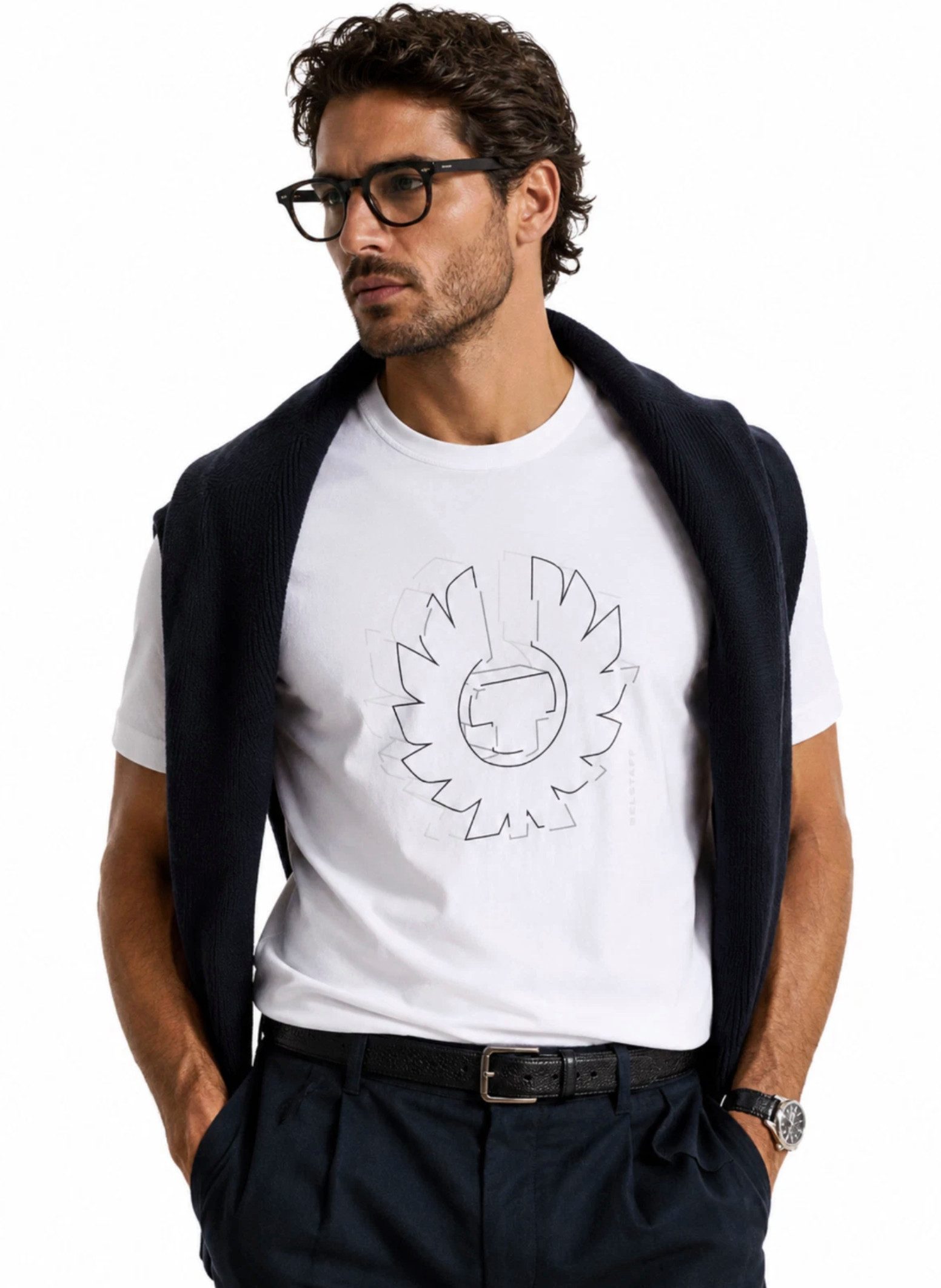 Belstaff T-Shirt London Retro Deconstructed Phoenix Cotton Regular Cut (1-tlg) Phoenix in einer geometrischen Liniengrafik neu interpretiert.