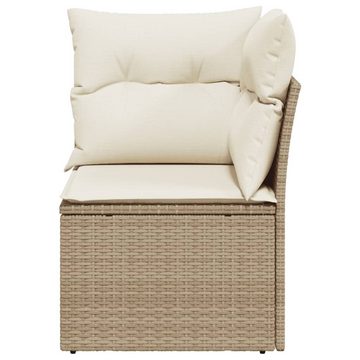 vidaXL Loungesofa Garten-Ecksofa mit Kissen Beige Poly Rattan