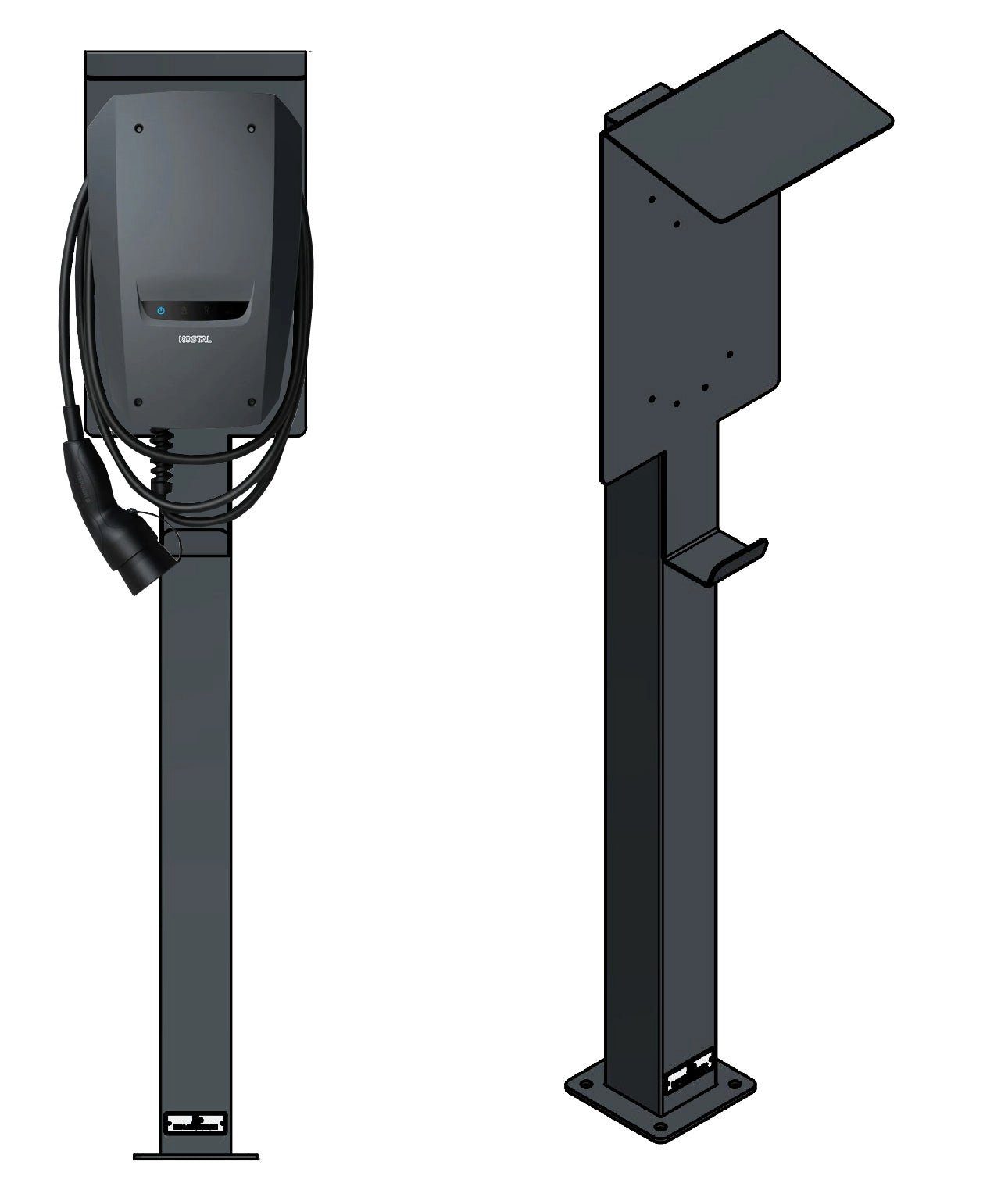Elektroauto-Ladestation-Halterung Ladesäule passend für Kostal Enector Wallbox mit Dach, Stände...