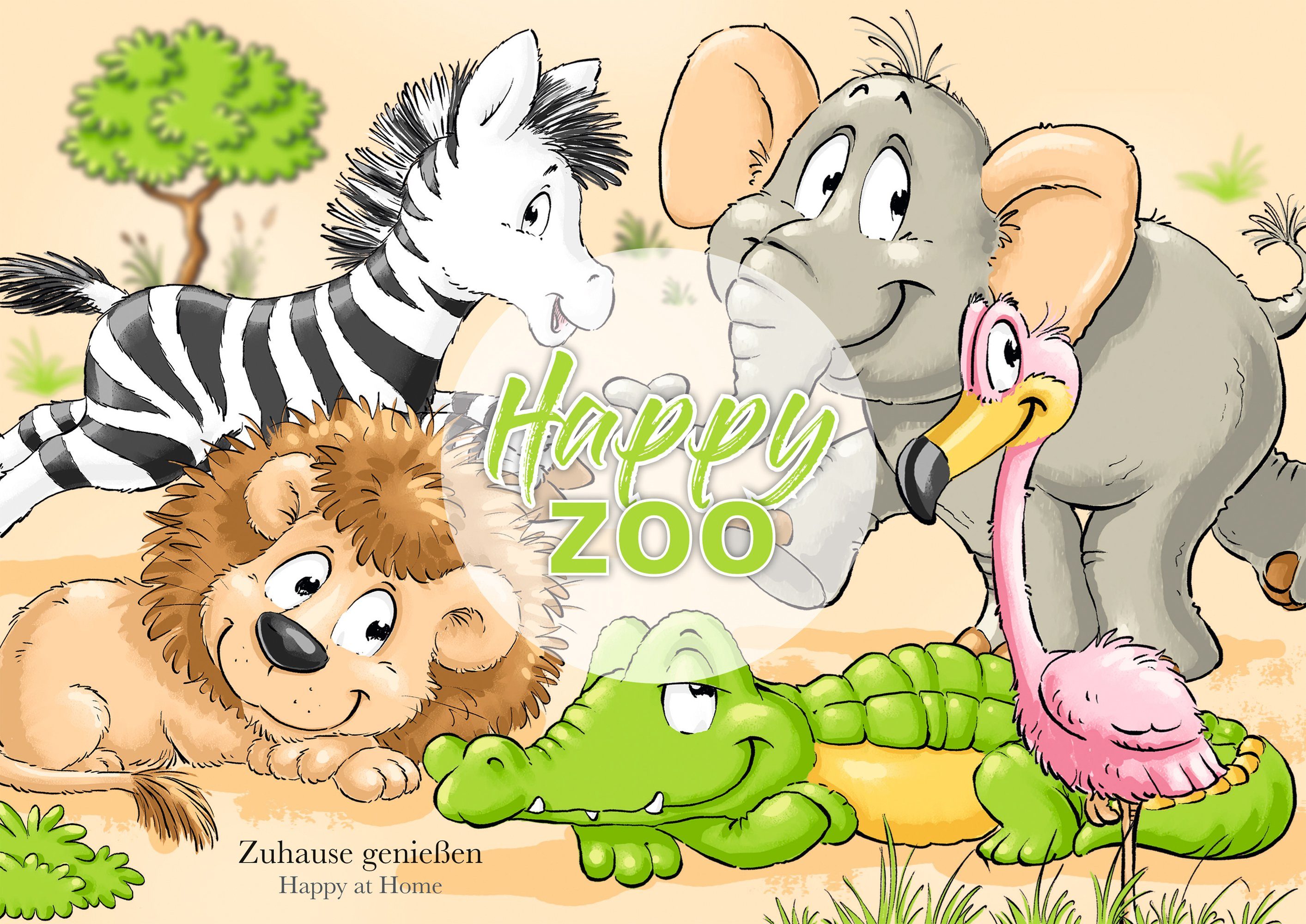 Ritzenhoff & Breker Kindergeschirr-Set Happy Koko Krokodil-Dekor, 3 Person 1 Zoo, mit Teile, (3-tlg), Personen, für 1 Porzellan