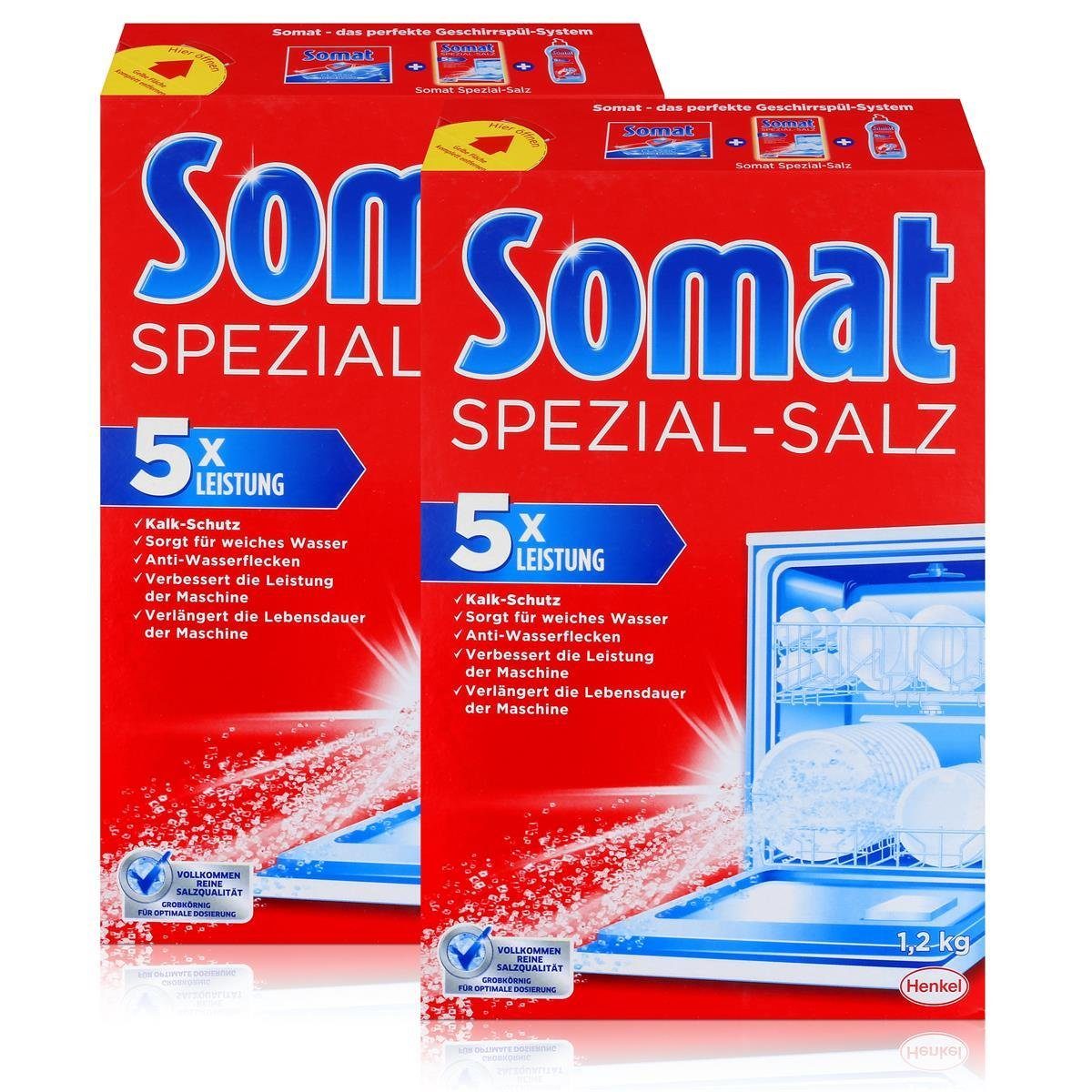 - 1,2kg Spülmaschinenreiniger Spezial-Salz Anti-Wasserflecken Somat (2er Spülmaschinen Pack) Somat