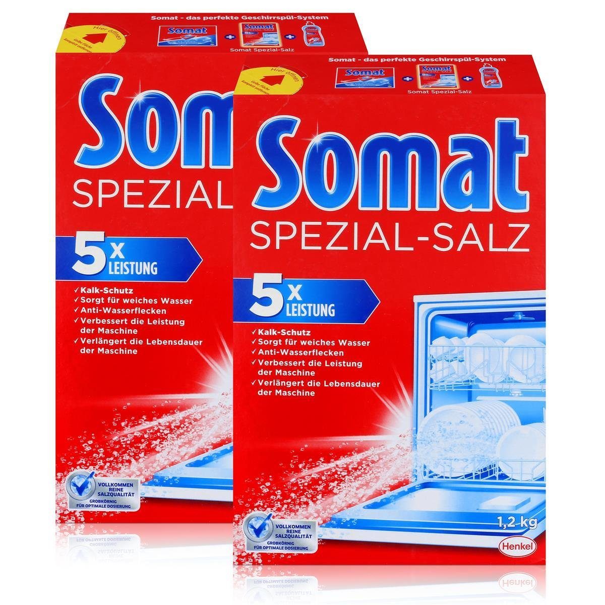 Somat Somat Spülmaschinen Spezial-Salz 1,2kg - Anti-Wasserflecken (2er Pack) Засіб для чищення посудомийної машини