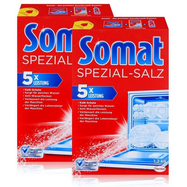 Somat Somat Spülmaschinen Spezial-Salz 1,2kg – Anti-Wasserflecken (2er Pack) Spülmaschinenreiniger