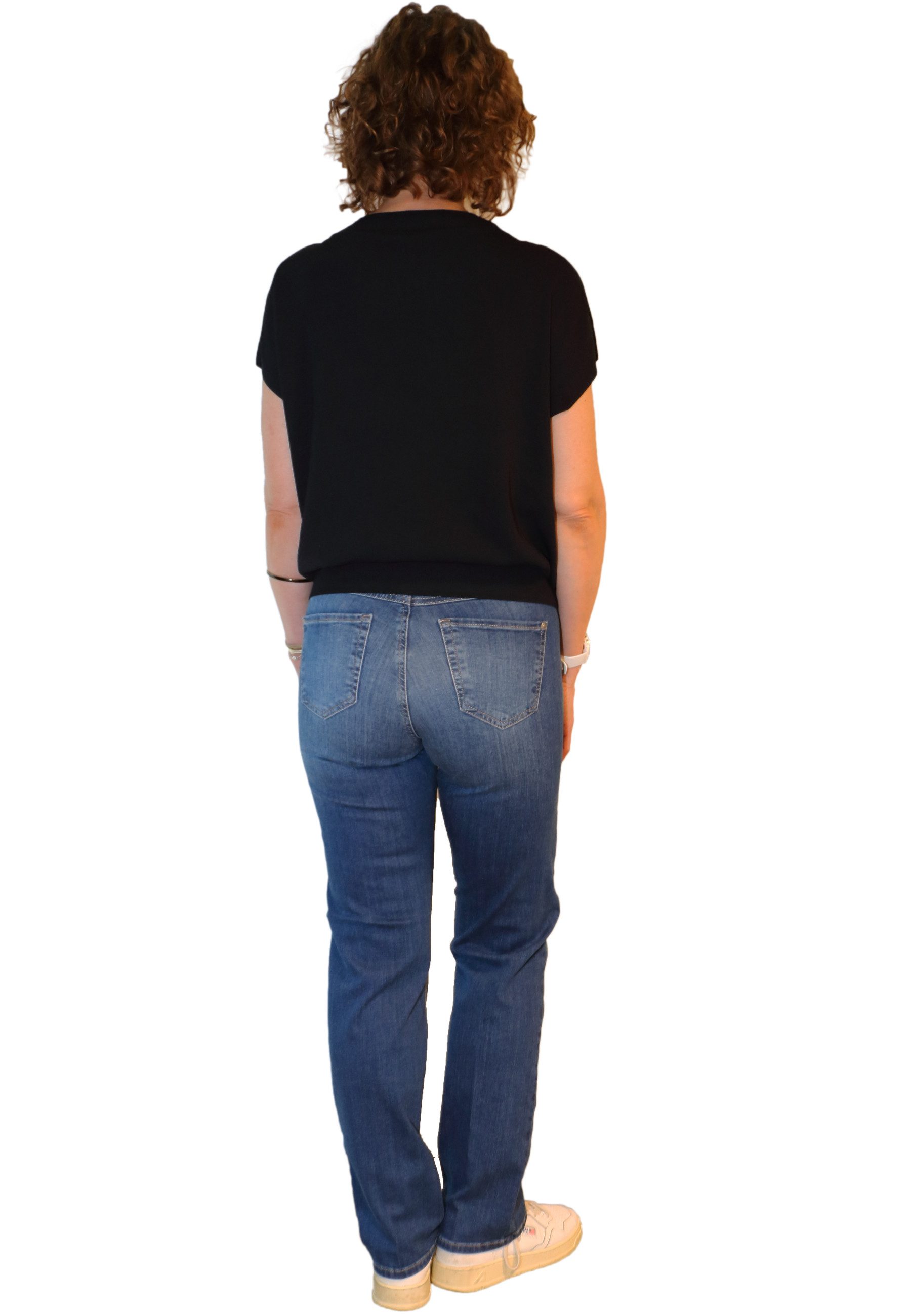 ANGELS 5-Pocket-Jeans Angels Damen Jeans Straight - mid blue used (1-tlg)