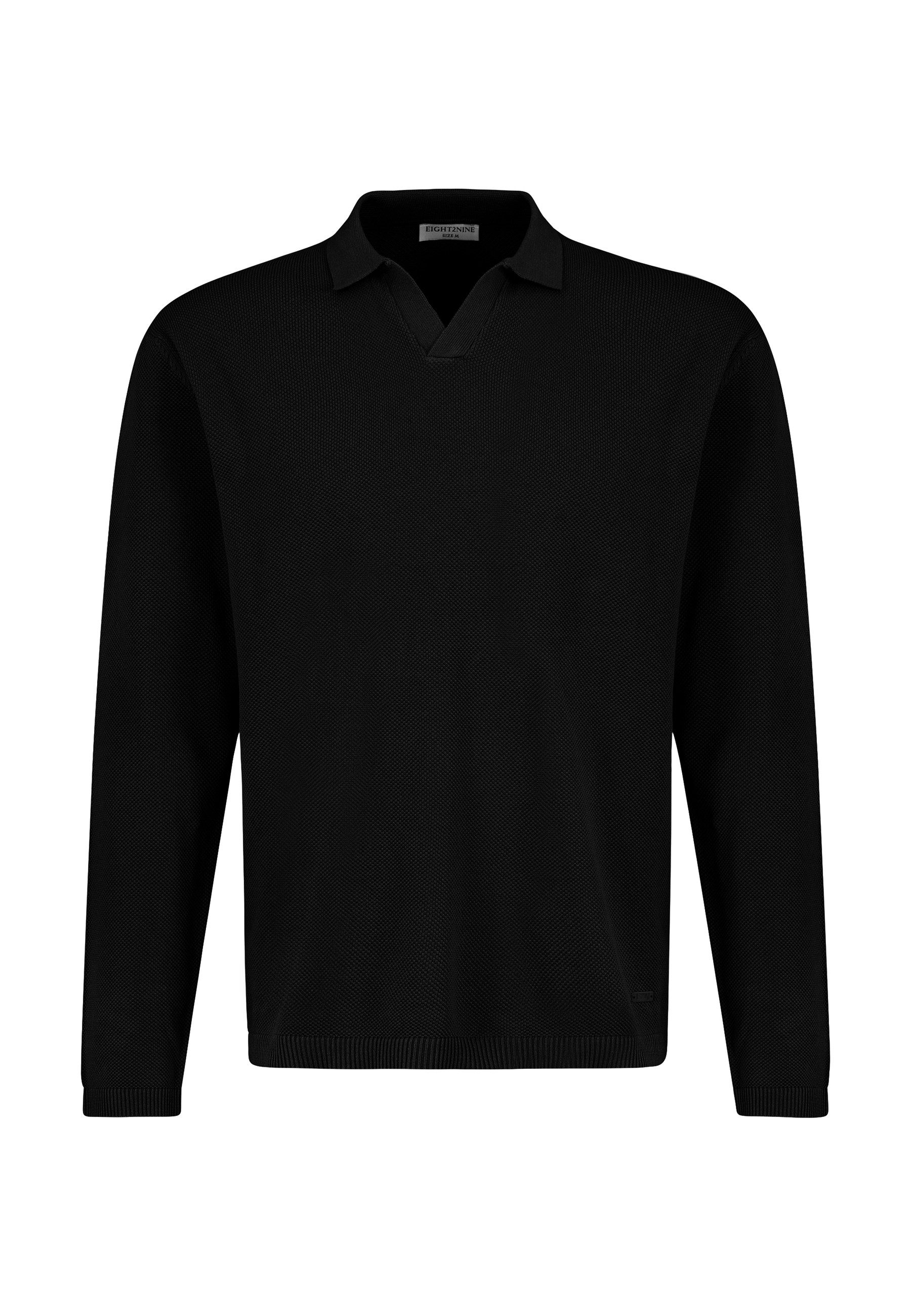 Eight2Nine Longsleeve Herren Langarmshirt relaxed fit offener Polokragen günstig online kaufen