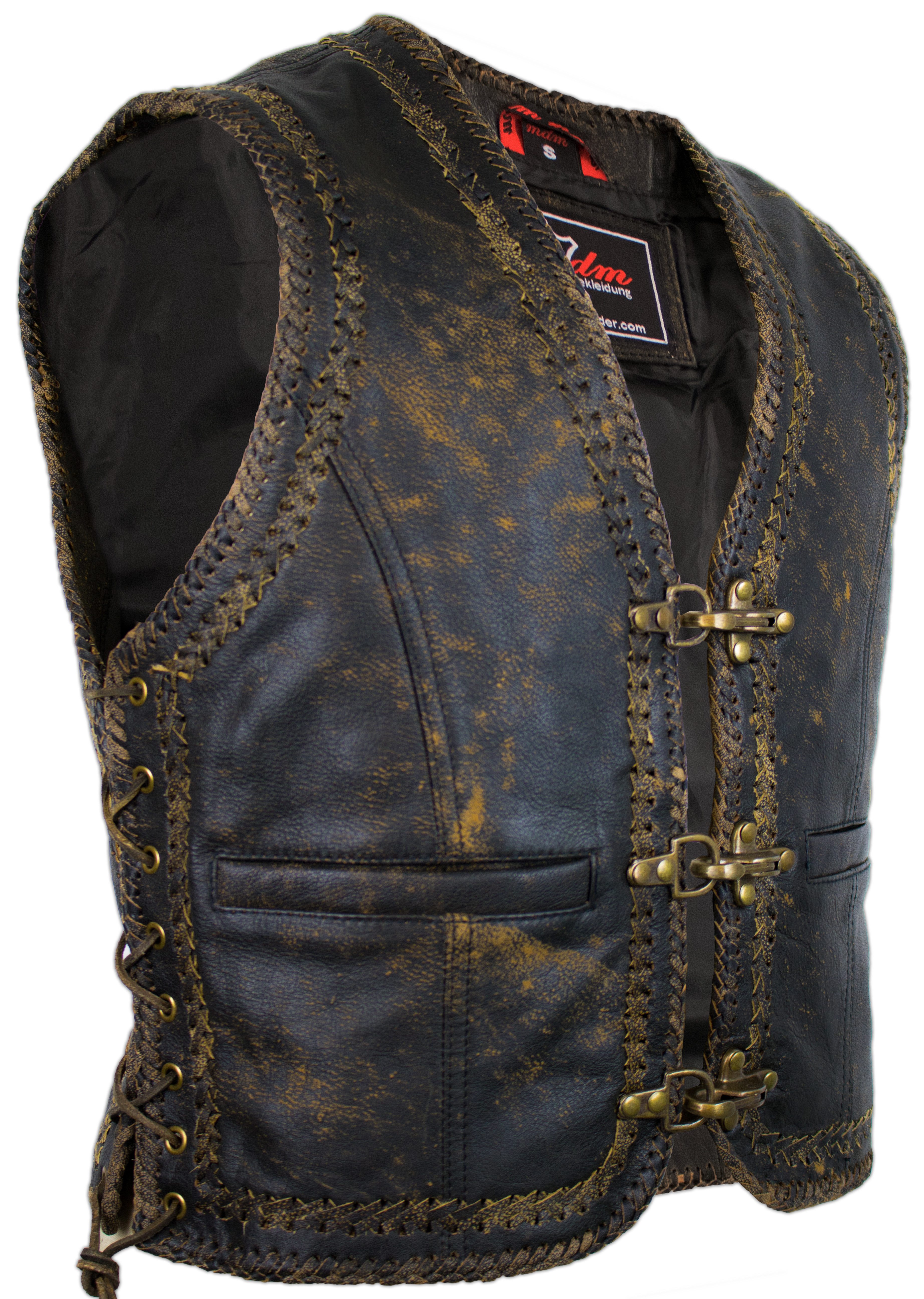 MDM Lederweste Vintage Herren Lederweste doppelt günstig online kaufen