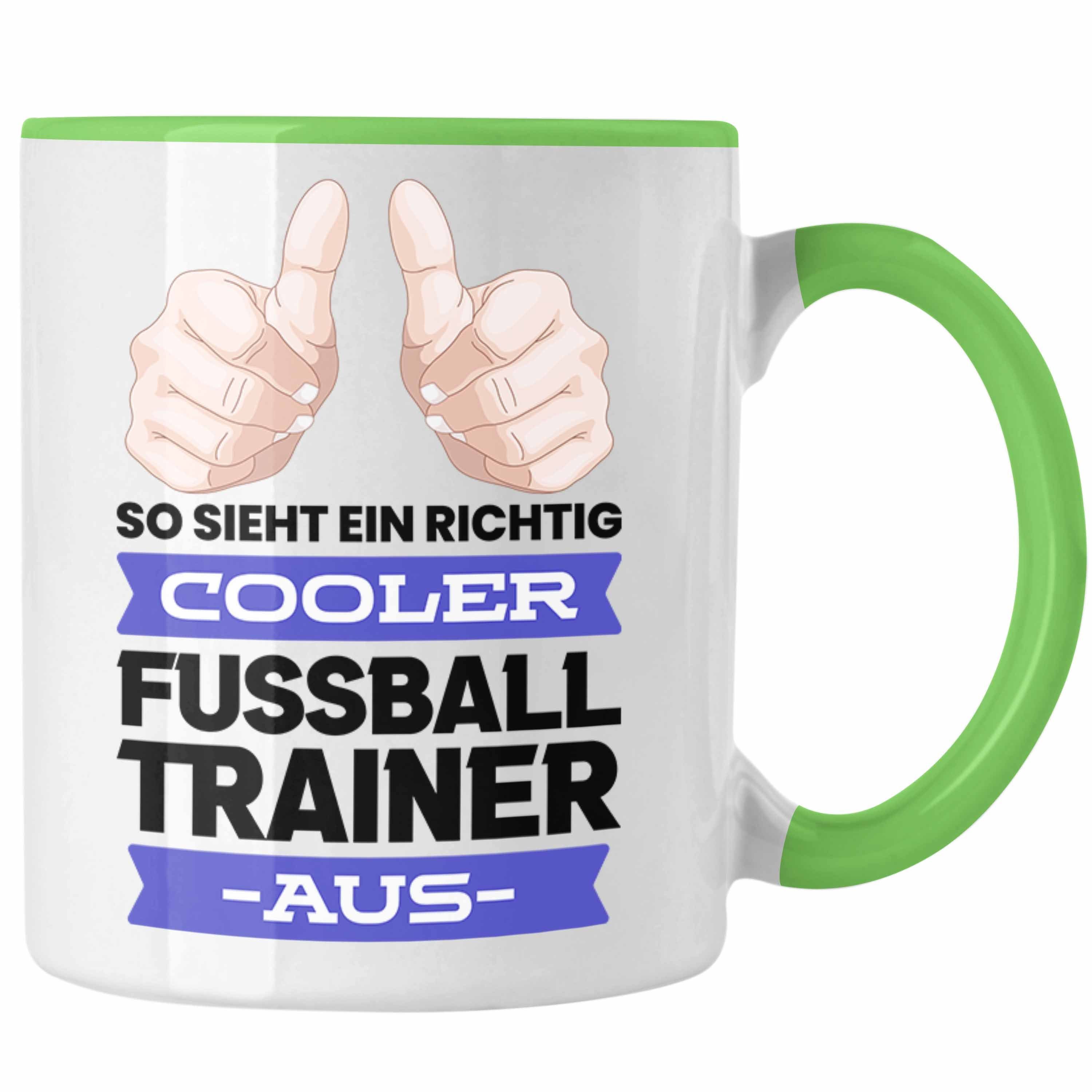 Trendation Tasse Trendation - Bester Fussballtrainer Geschenk Tasse Danke Fußball Coach Geschenkidee Geburtstag Weihnachten Spruch Grün