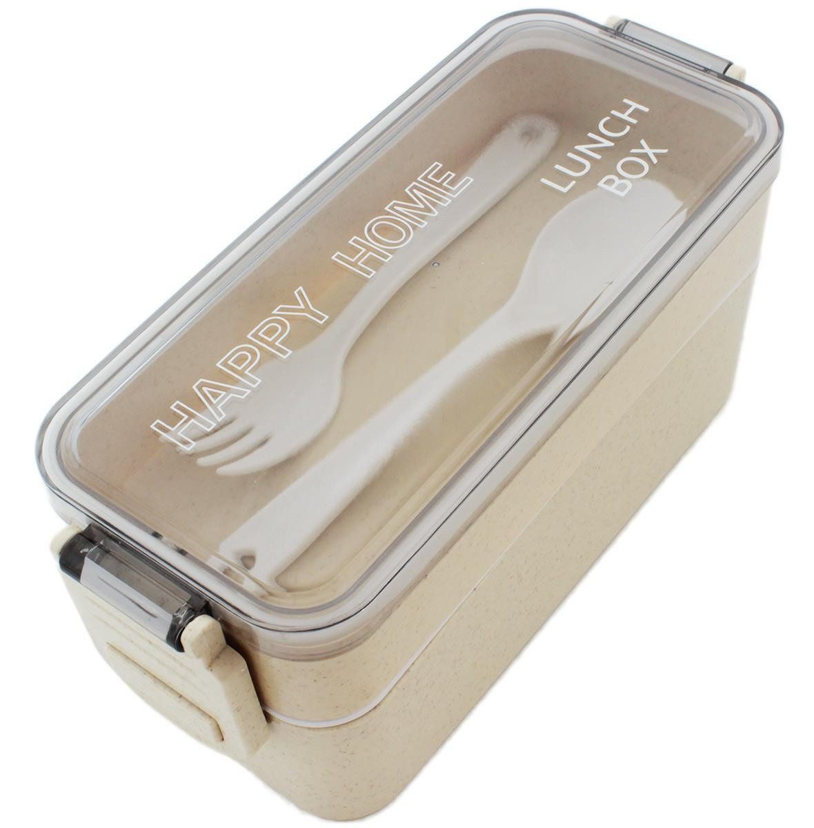 WS-Trend Lunchbox 3-teiliges Kinder-Lunch-Set – Brotdose 750 ml Doppel-Fächer Besteck, (3-tlg)