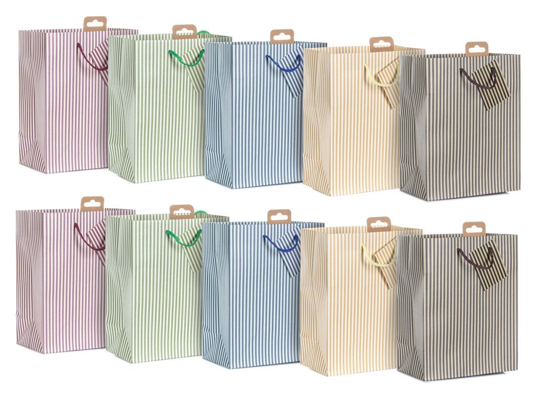 laro Geschenkbox Premium Geschenktüten Geschenktaschen 10-100 Stk Medium Streifen (40 St)