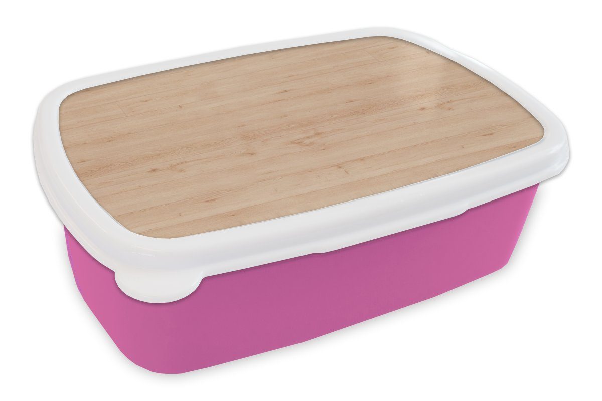 MuchoWow Lunchbox Mädchen, Kunststoff Muster Kinder, Holz Regale, - Erwachsene, Brotbox - rosa Brotdose für Kunststoff, Snackbox, (2-tlg)