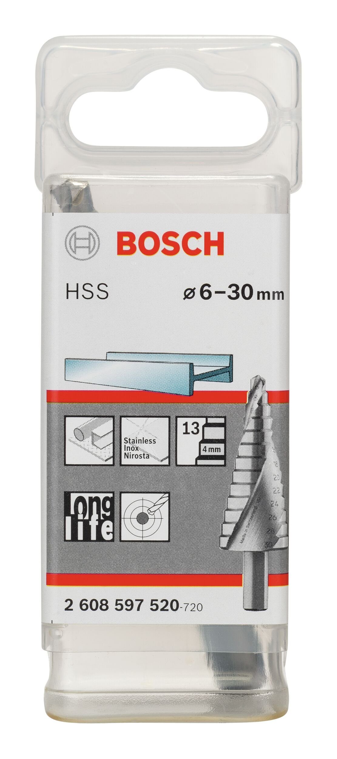 - Stufenbohrer BOSCH - 30 mm 10 14 Stufen x x 93,5 HSS Metallbohrer, 6