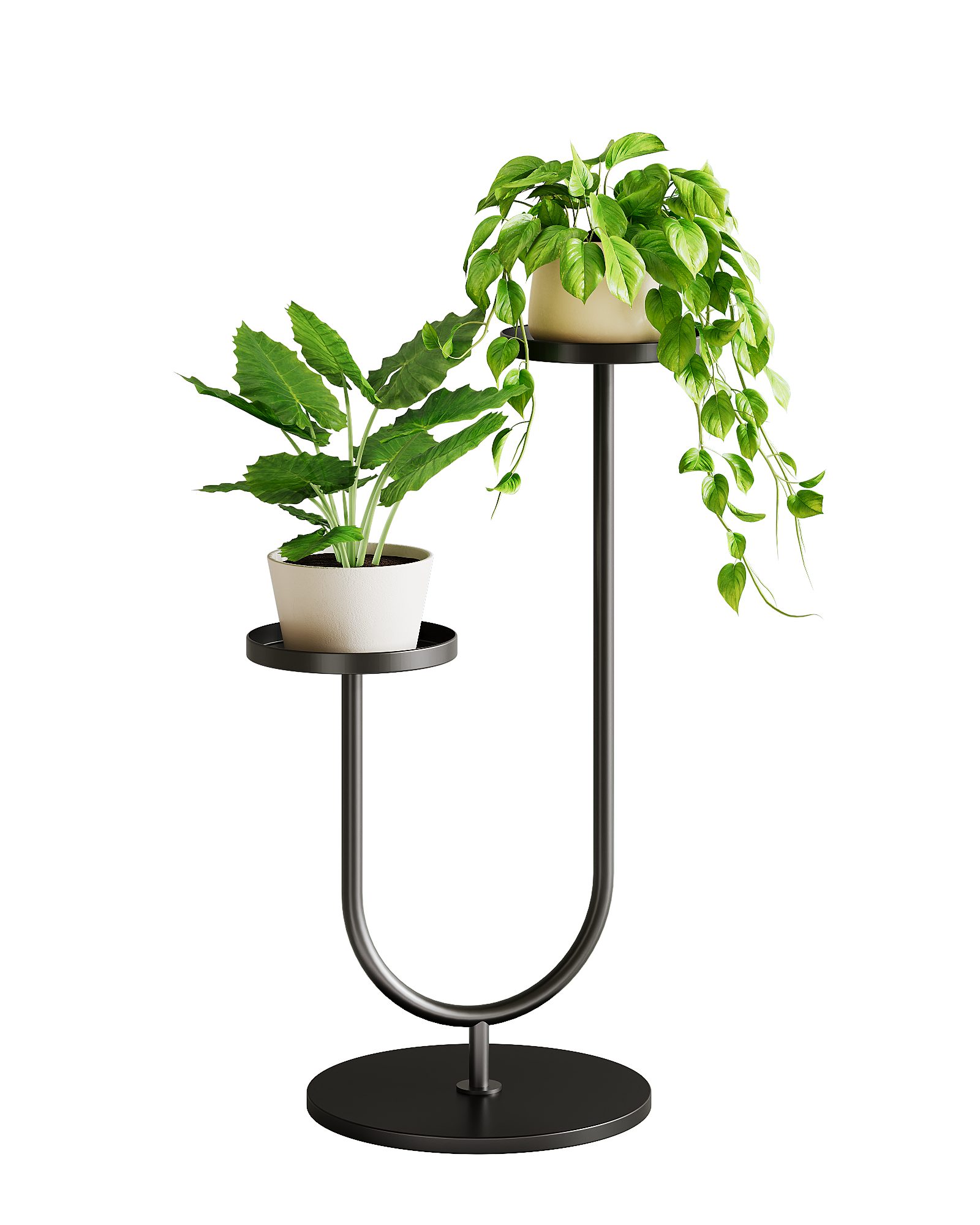 Bamworld Blumenständer Metall Pflanzständer 2-stufig – Modernes Design in Schwarz (1 St), Perfekt für Wohnzimmer, Balkon, Terrasse oder Garten