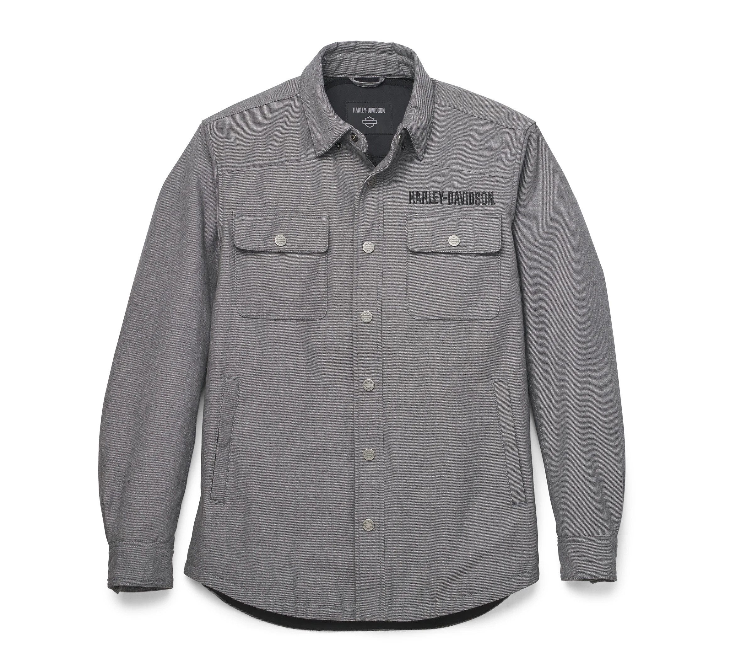 HARLEY-DAVIDSON Motorradjacke Herren Operative Riding Heather Shirt Motorrad Hemd Biker Jacke Vorgeformte Ärmel. Einstellbare Druckknopfbündchen.