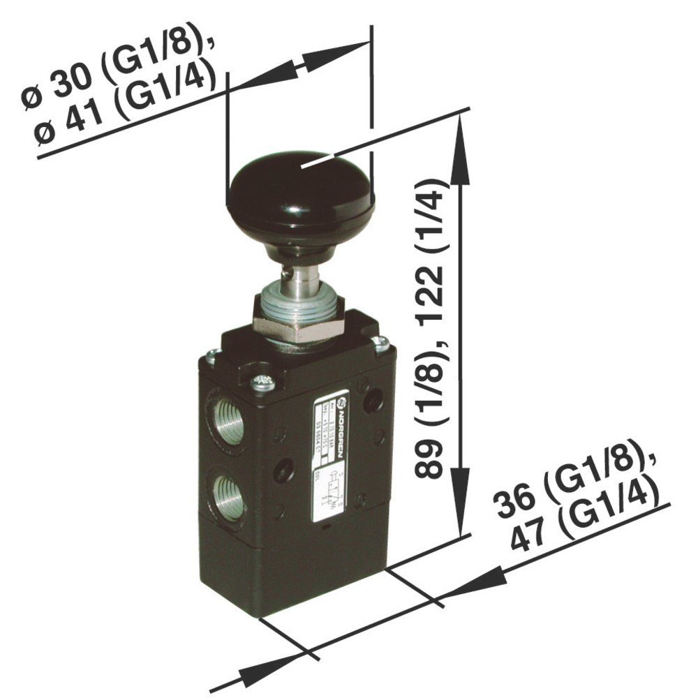IMI NORGREN Druckluftgeräte-Set IMI NORGREN Mechanischbetätigtes Pneumatik-Ventil 03040402 Gehäusema