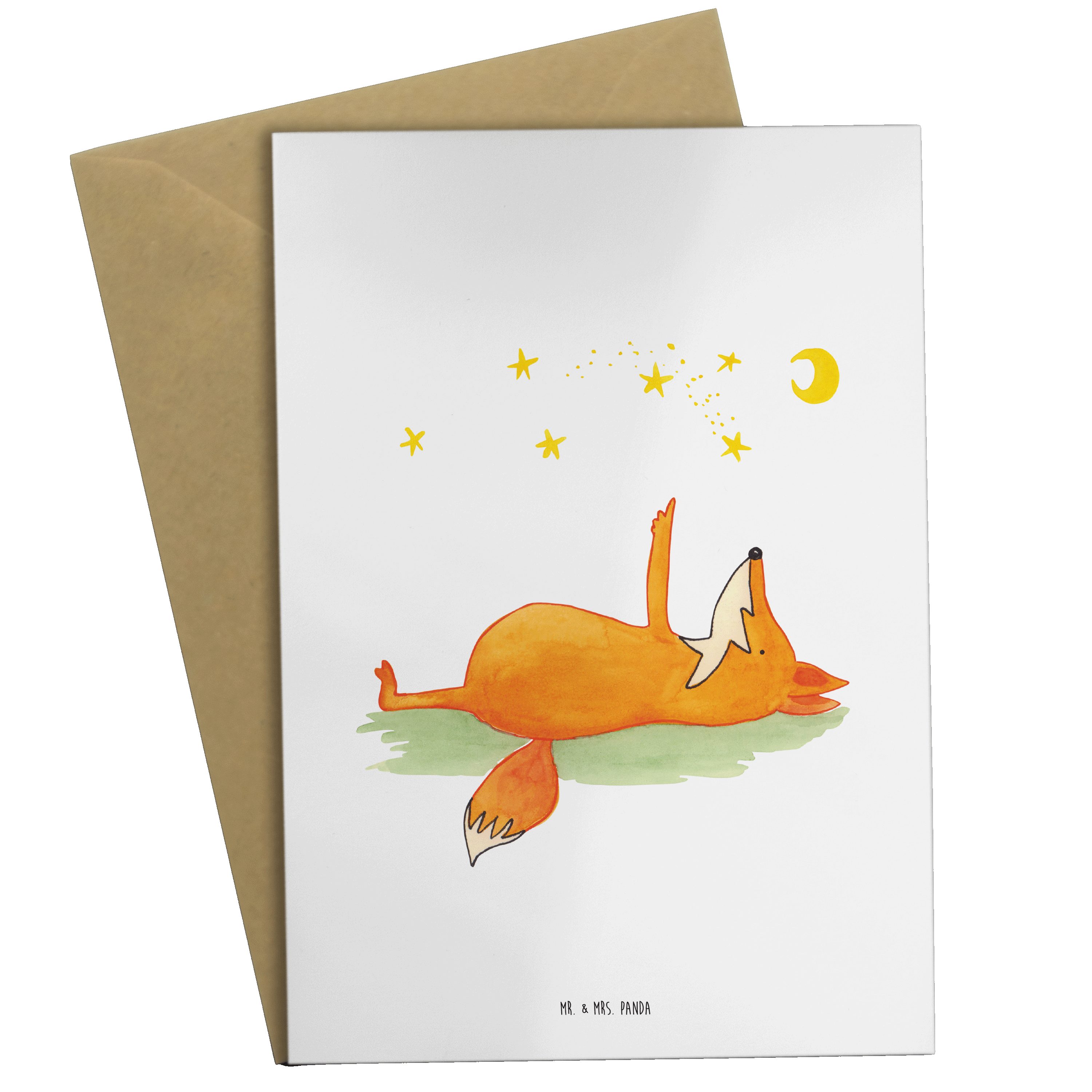 Mr. & Mrs. Panda Karte, Geburtstagska Geschenk, - tröstende Grußkarte - Weiß Worte, Fuchs Sterne
