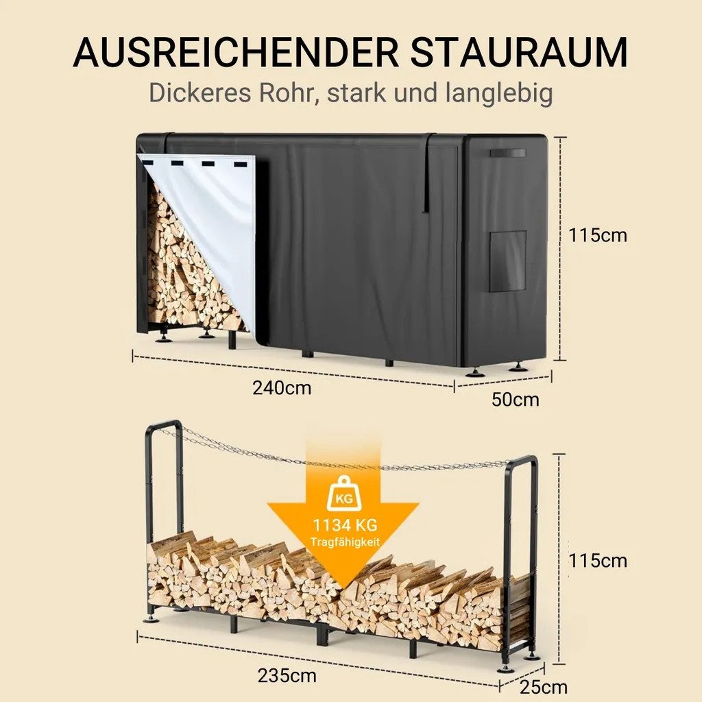 LUCKZON Kaminholzregal für Außenbereich,  Holz günstig online kaufen