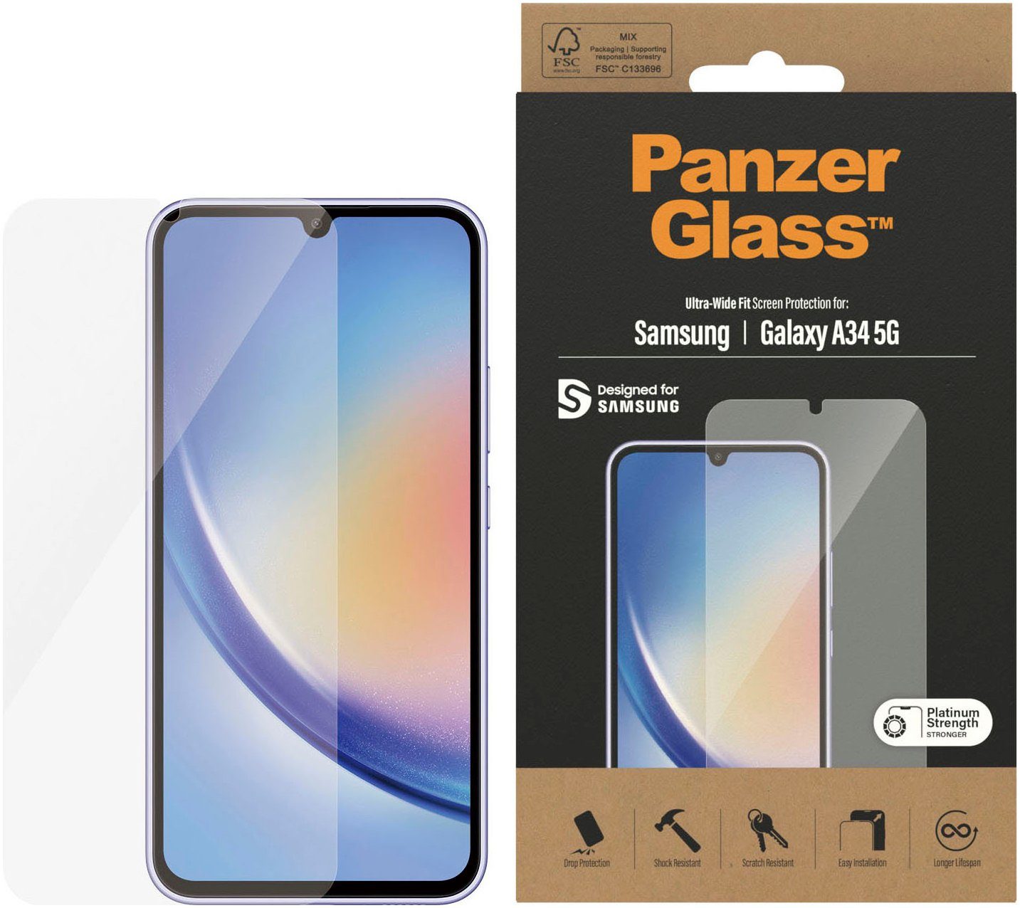 Displayschutzglas Displayschutz Samsung Galaxy A34 5G - Ultra-Wide Fit