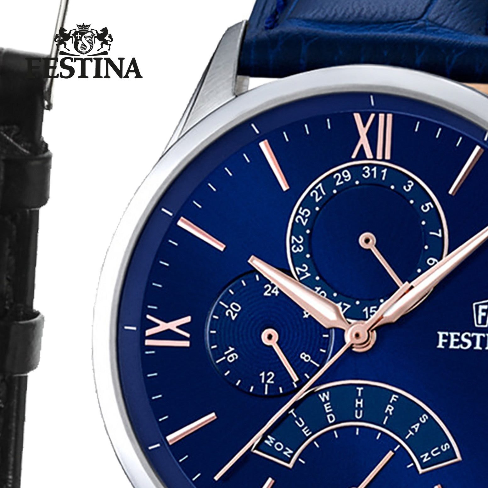 Festina Multifunktionsuhr Festina Herrenuhr Analog-Quarz blau, (2-tlg., Analoguhr)
