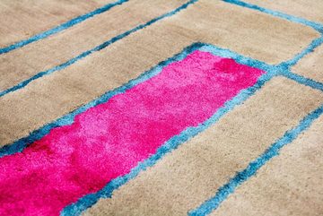 Wollteppich Designer Teppich handgetuftet mehrfarbig, morgenland, rechteckig, Höhe: 18 mm