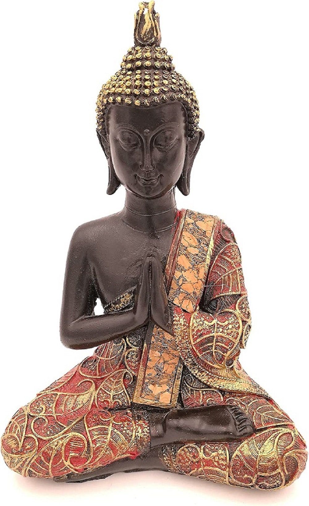 betend Buddha schwarz sitzend, 21 G. Figur Wurm Dekofigur Gold in cm