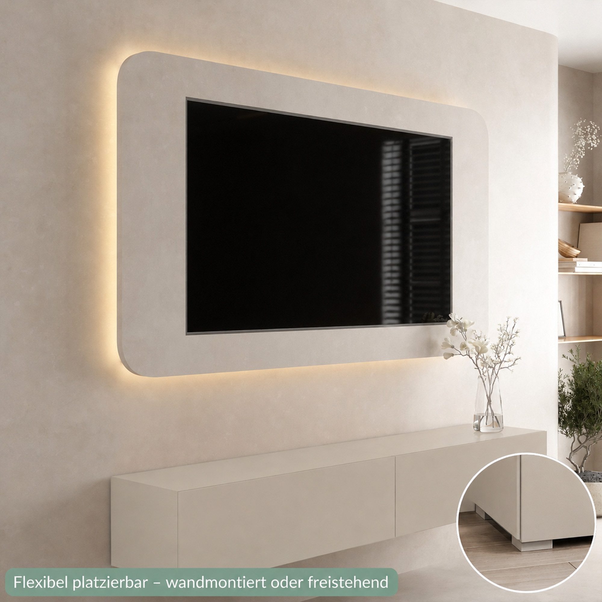 Planetmöbel TV-Schrank West TV-Board, Fernsehtisch 200 cm lang, TV-Lowboard (für Fernseher bis 55 Zoll, TV Schrank viel Stauraum, sideboard hängend, Fernsehschr – Bild 5 von 5