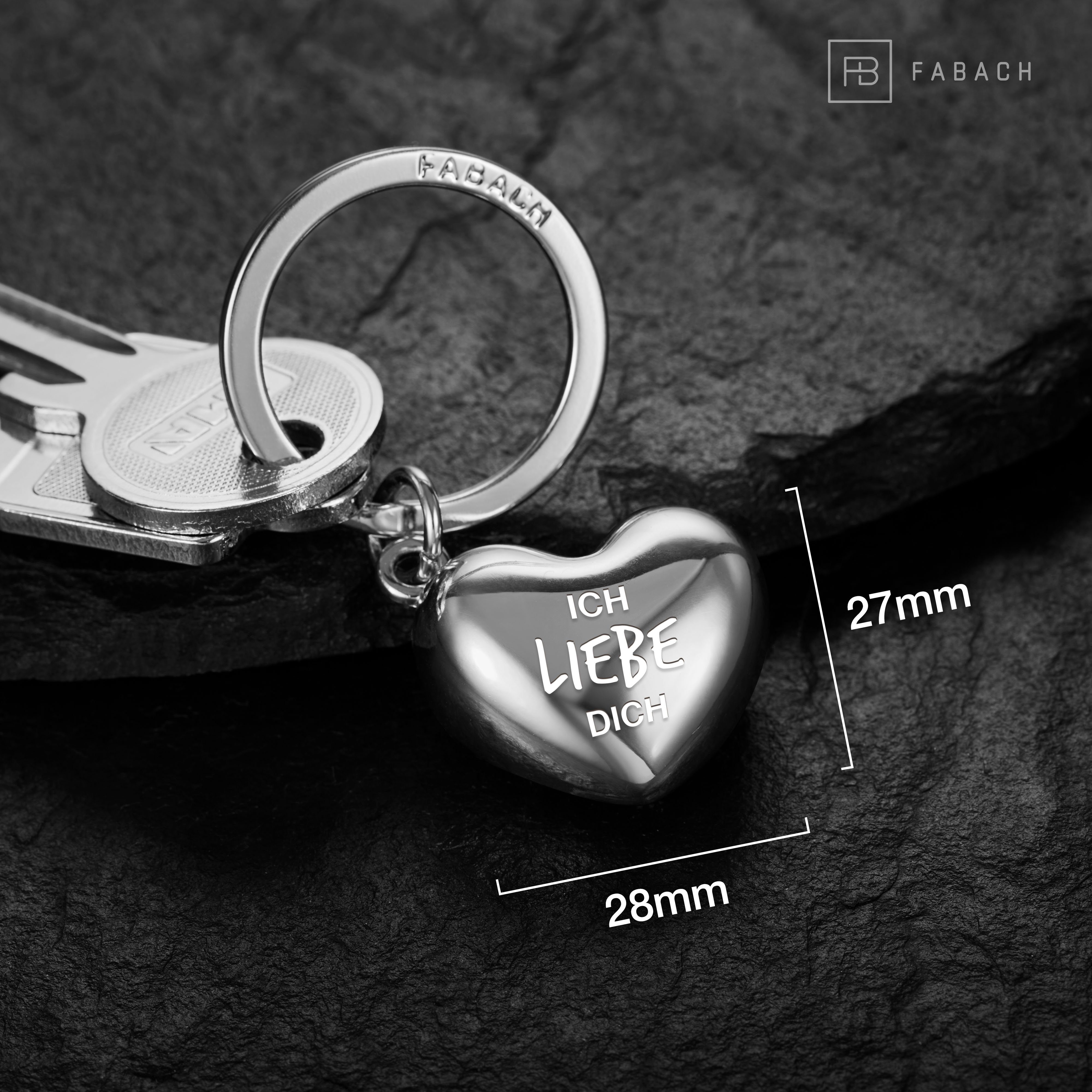 FABACH Schlüsselanhänger Herz mit Gravur - "Ich liebe dich" - Geschenk Partner Freundin Ehefrau – Bild 4 von 5