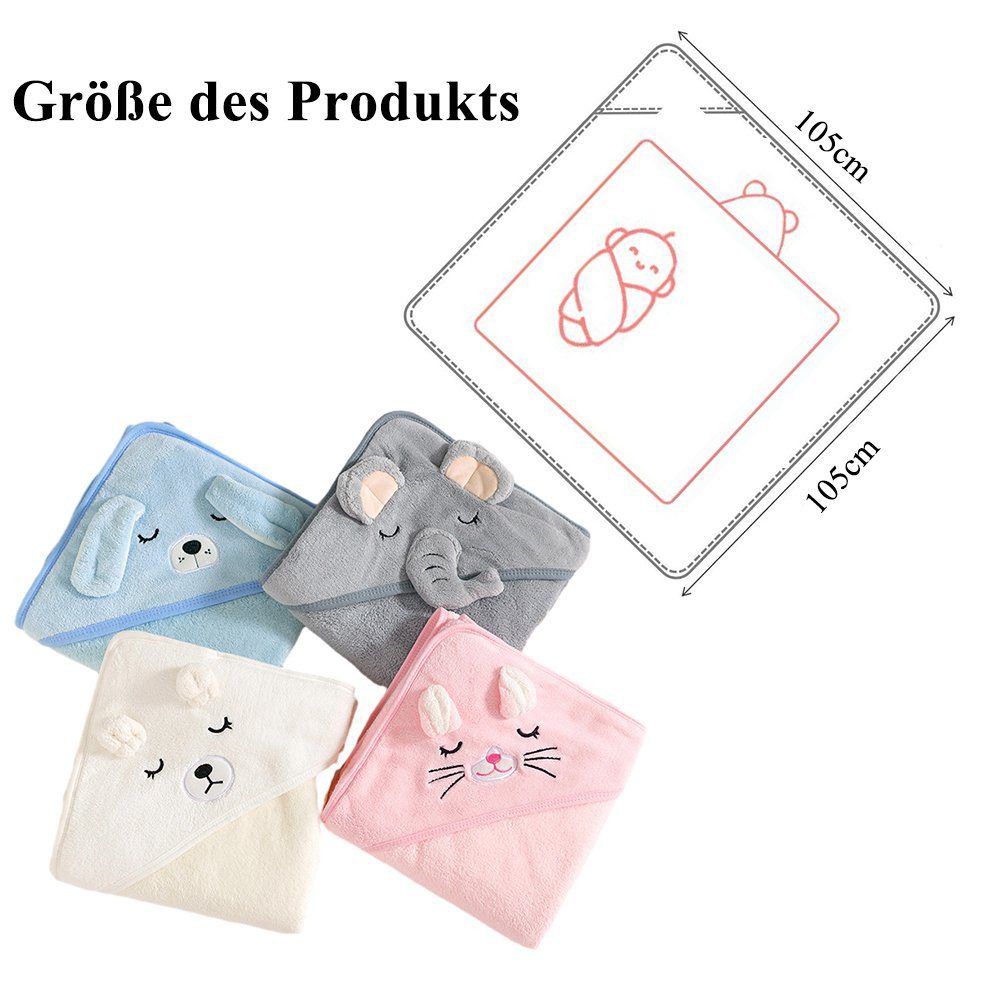 NUODWELL Kapuzenhandtuch Baby Kapuzenhandtuch mit Waschlappen,mit süßen Ohr günstig online kaufen