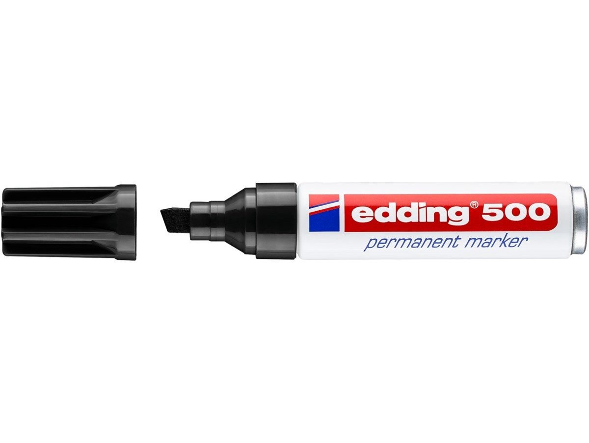 edding Permanentmarker Permanentmarker 500 mit Keilspitze schwarz, nachfüllbar geruchsarm wisch- und wasserfest