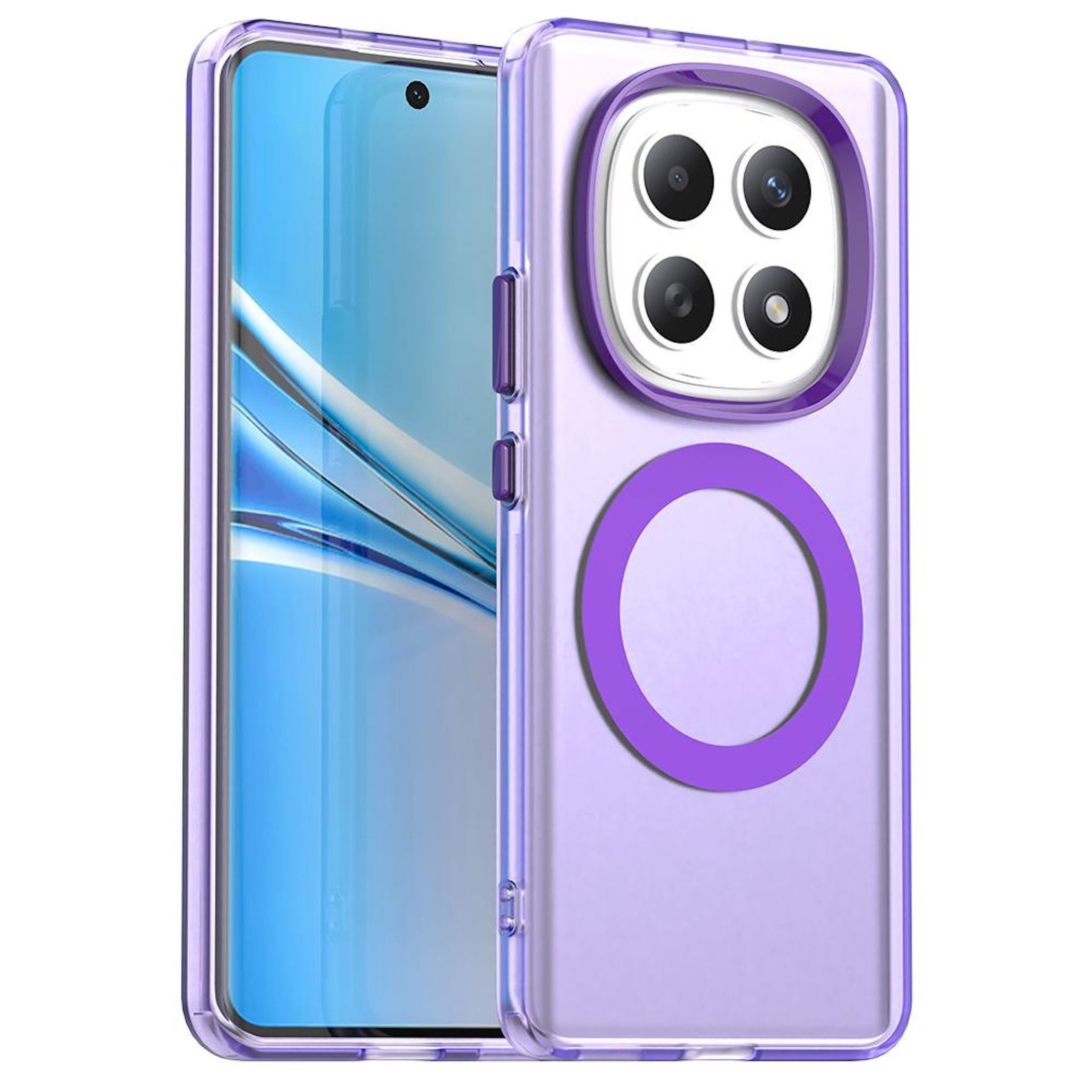 Wigento Handyhülle Für Xiaomi Redmi Note 15 5G Candy Design Magsafe Hybrid TPU Hülle Lila, Magsafe Funktion, Stoßschutz, präzise Aussparungen