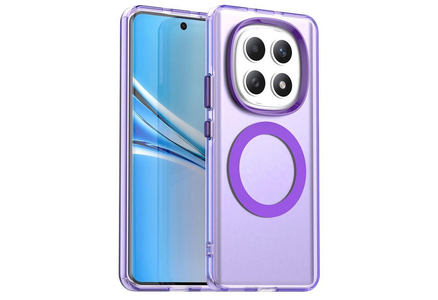 Wigento Handyhülle Für Xiaomi Redmi Note 15 5G Candy Design Magsafe Hybrid TPU Hülle Lila, Magsafe Funktion, Stoßschutz, präzise Aussparungen