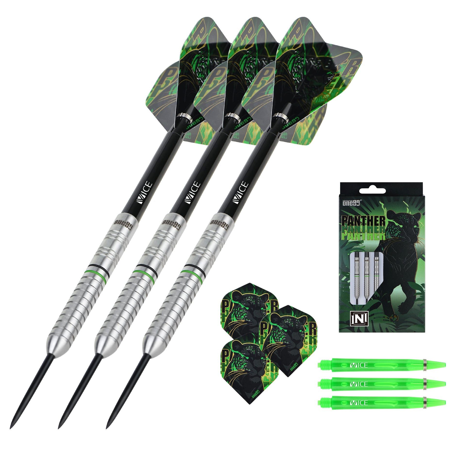 one80 Dartpfeil Panther-N Wolfram Darts 26g Tungsten, Griffiges Barrel unterstützt eine konstante Griffkontrolle
