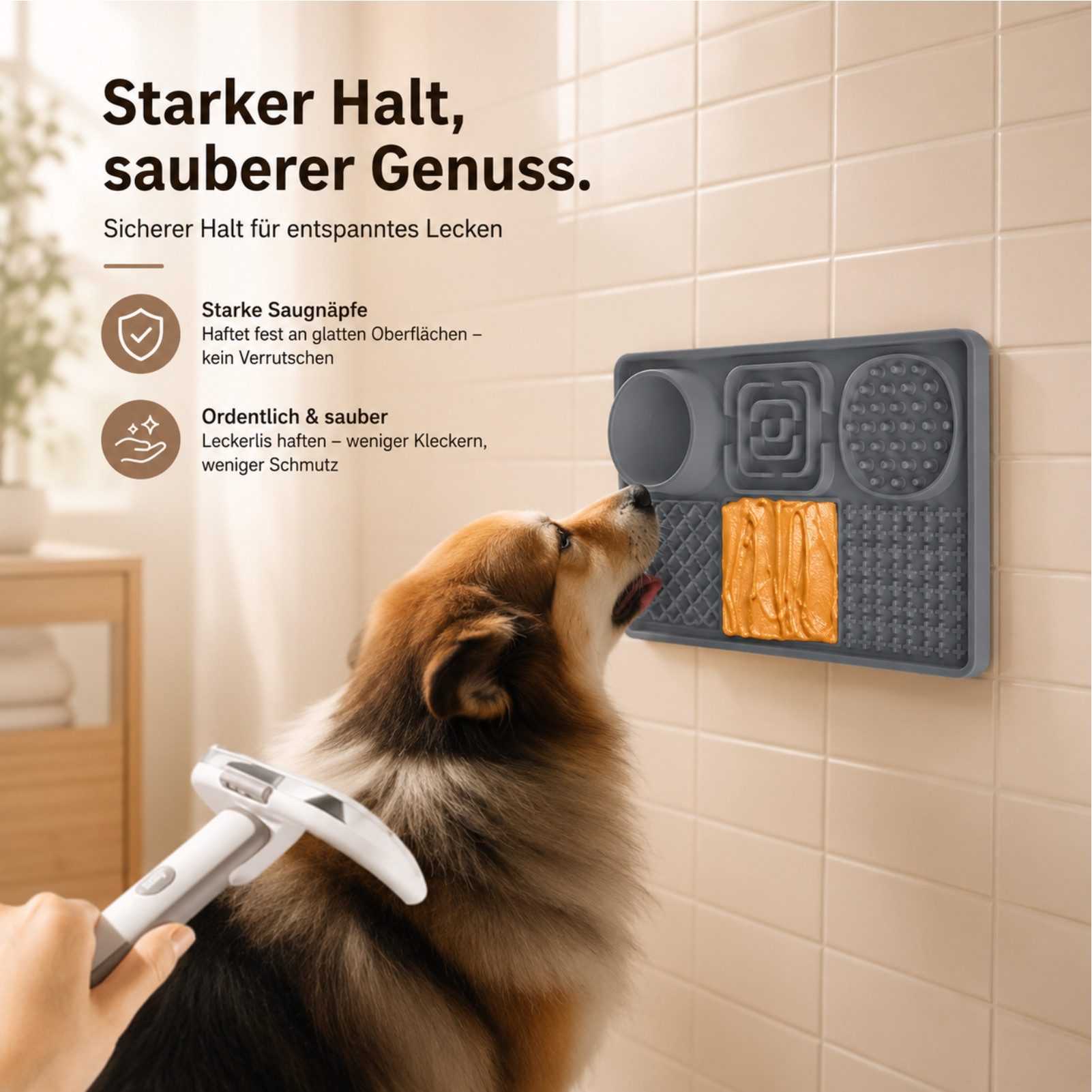 Jumpeak Antischlingnapf Antischlingnapf Hunde,Haustier-Leckmatte,Saugnapf-Slow-Feeding-Matte, Silikon, Schnüffelteppich Hund,Haustier,Hund,Katze,mit Spatel,aus Silikon