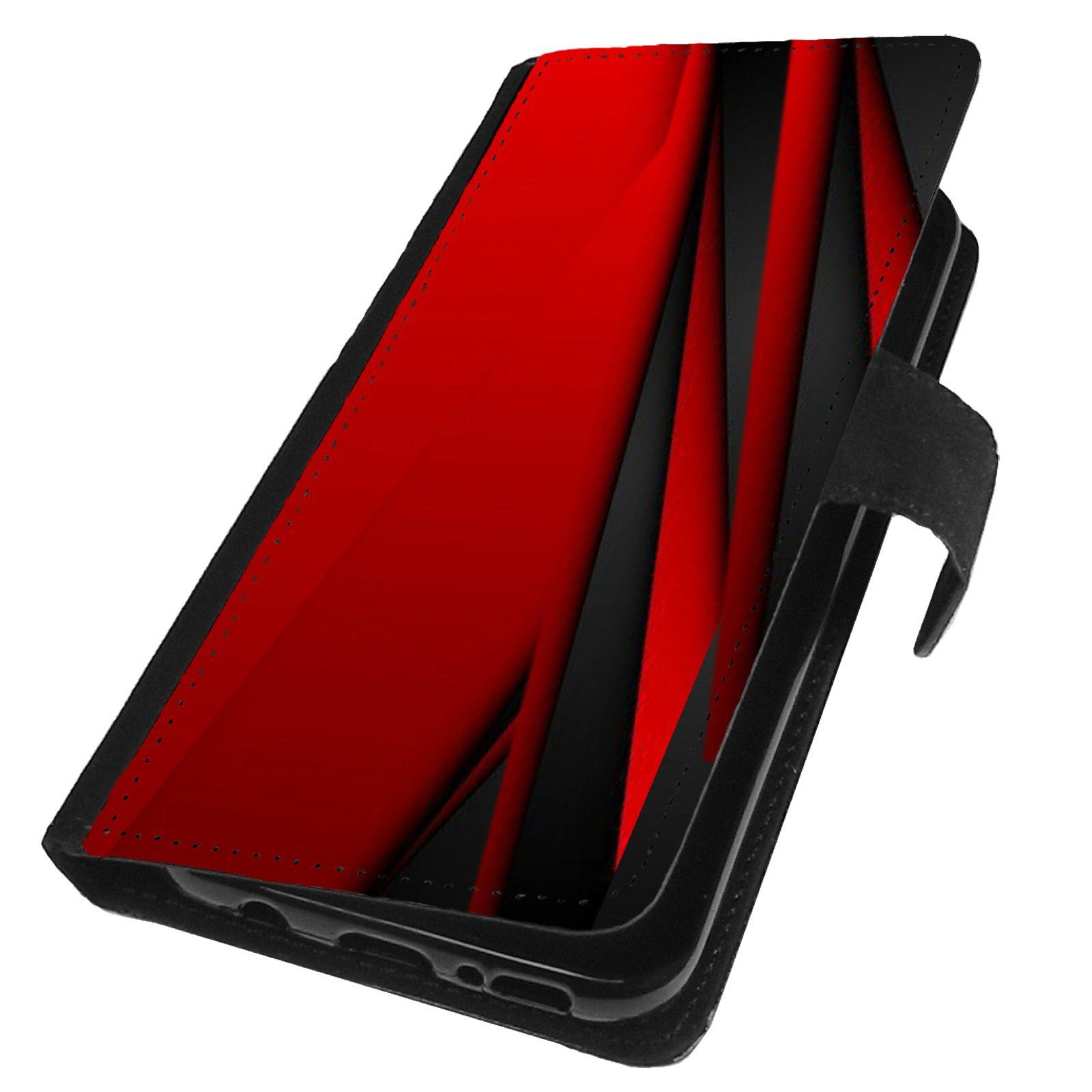 Traumhuelle Handyhülle MOTIV 403 Schwarz Rot Schutz Hülle für Samsung Galaxy 5G, Handy Tasche Schutz Etui Flip Case Klapp Hülle Cover Silikon