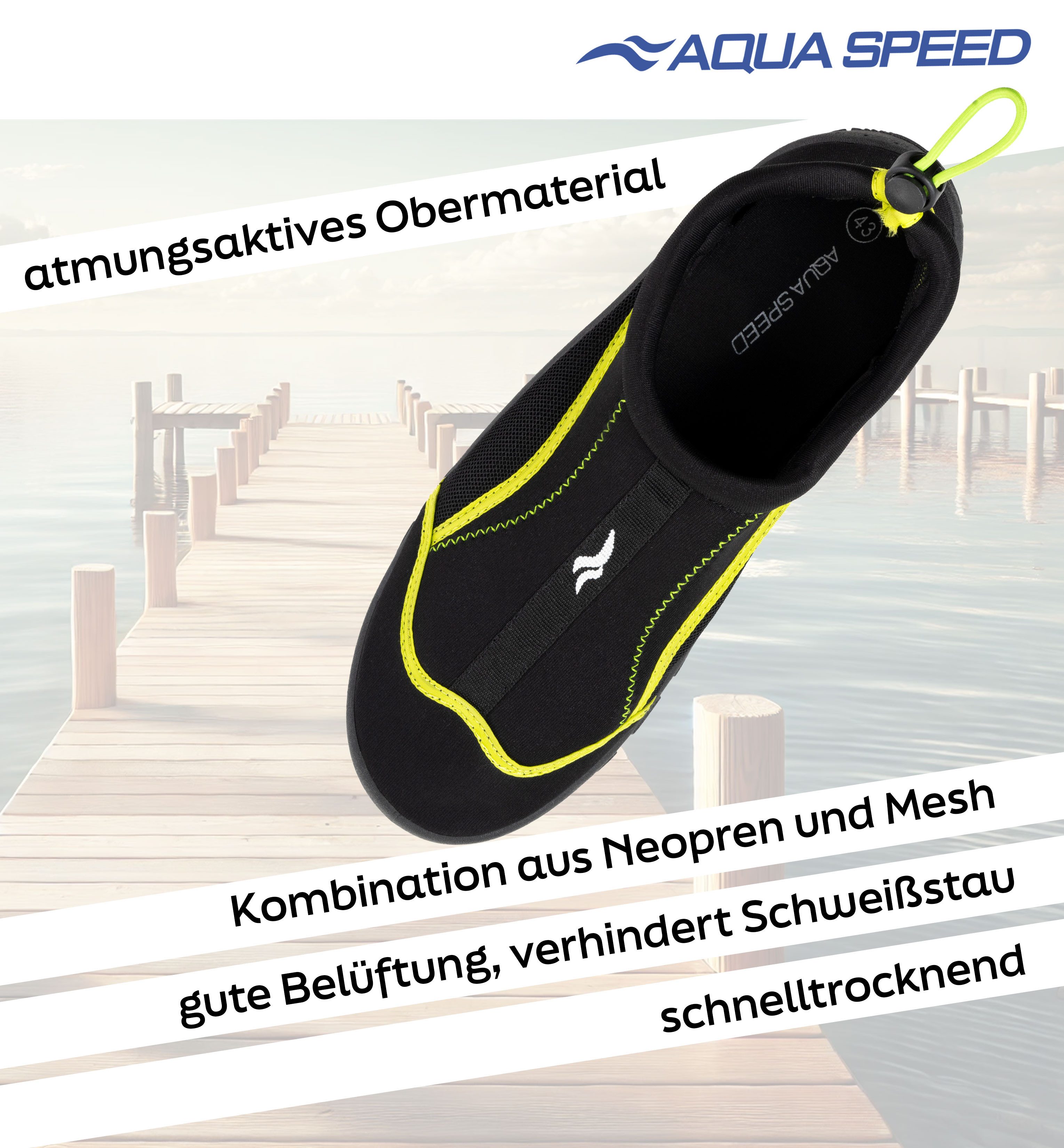 Aqua Speed Strandschuhe Herren Gr. 44 – Für Freizeit, Camping & Pool Wasserschuh (Allrounder-Set für Herren – Sicher bei Hitze & Nässe) Trittsicher & schnelltrocknend – Herren Aqua-Komfort-Set