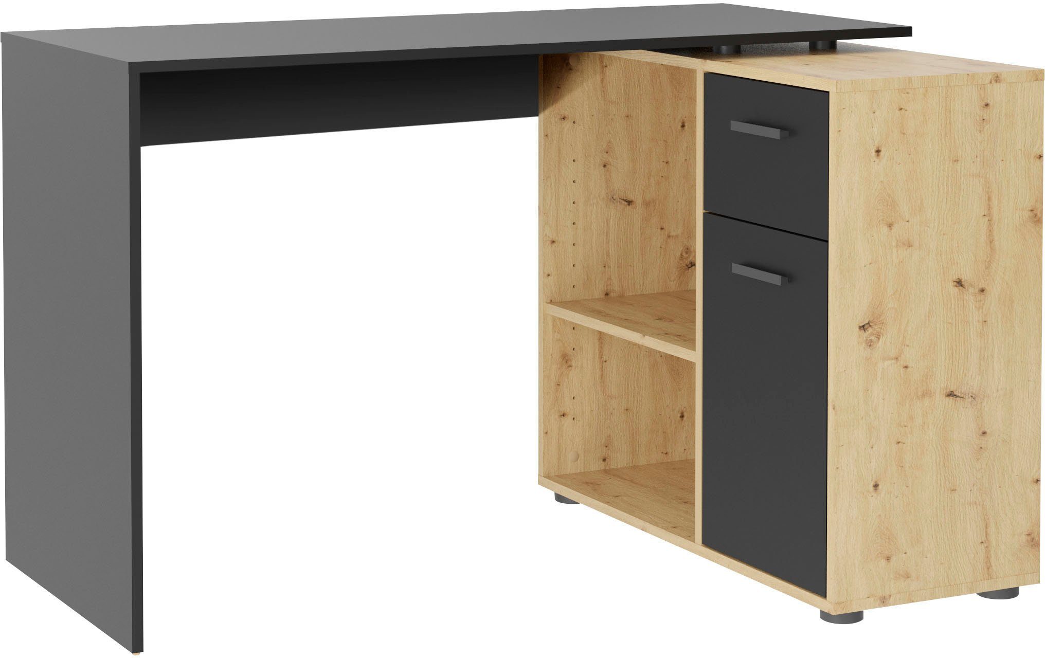 FMD Eckschreibtisch AUGSBURG, Schreibtisch/ Sideboard m. Stauraum, beids. m günstig online kaufen