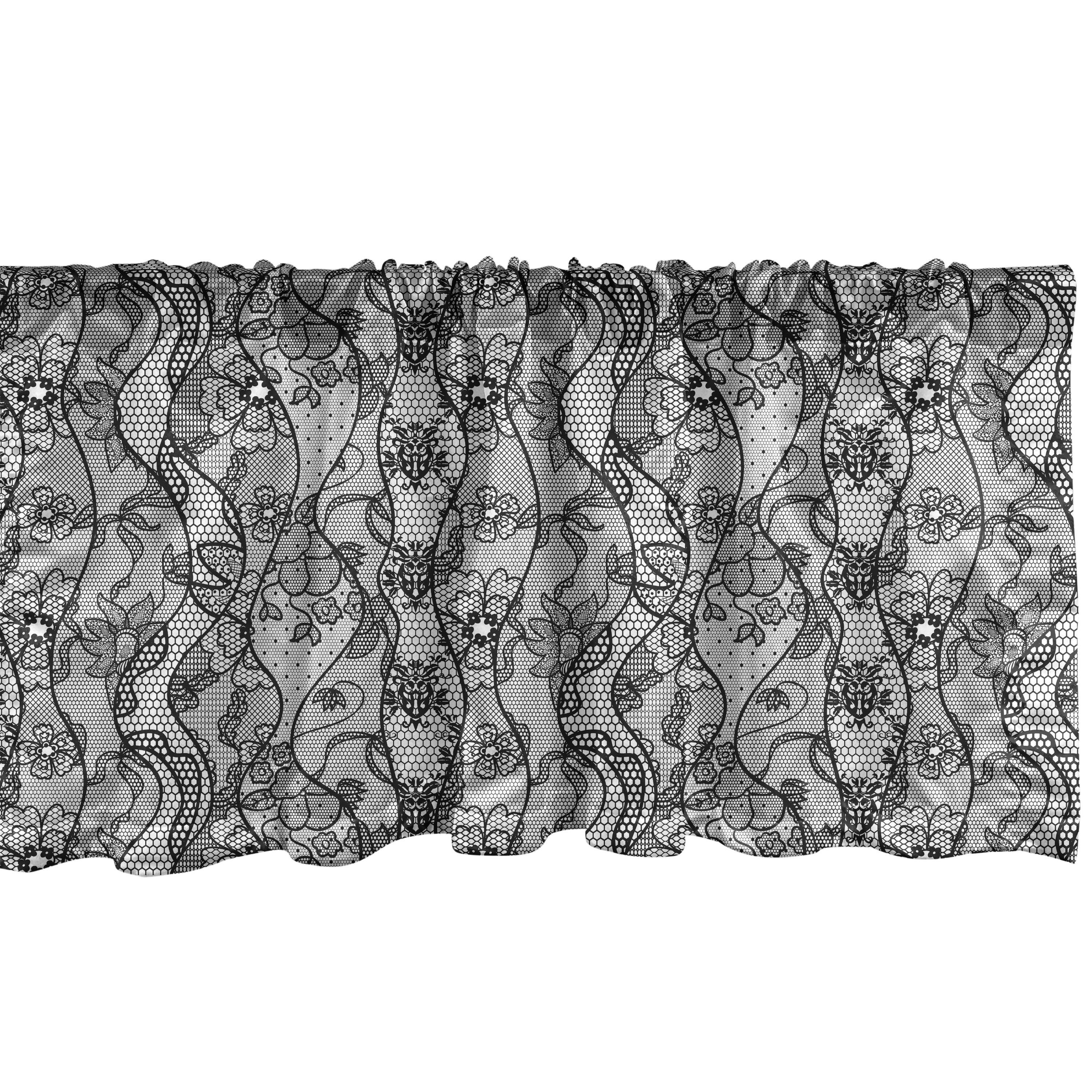 Scheibengardine Vorhang Volant für Küche Schlafzimmer Dekor mit Stangentasche, Abakuhaus, Microfaser, Antiquität Lace Gothic-Muster