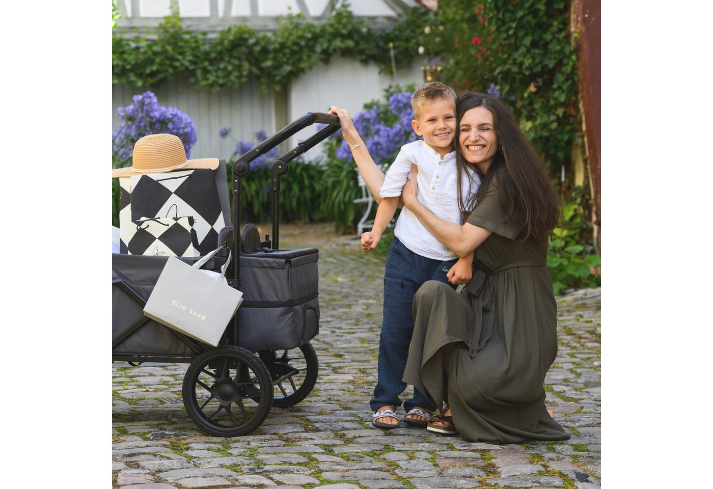 Thumbnail - elvent Bollerwagen SmartCruiser Premium, Kompakt faltbar, Für 1-2 Kinder, Ideal für Familienausflüge