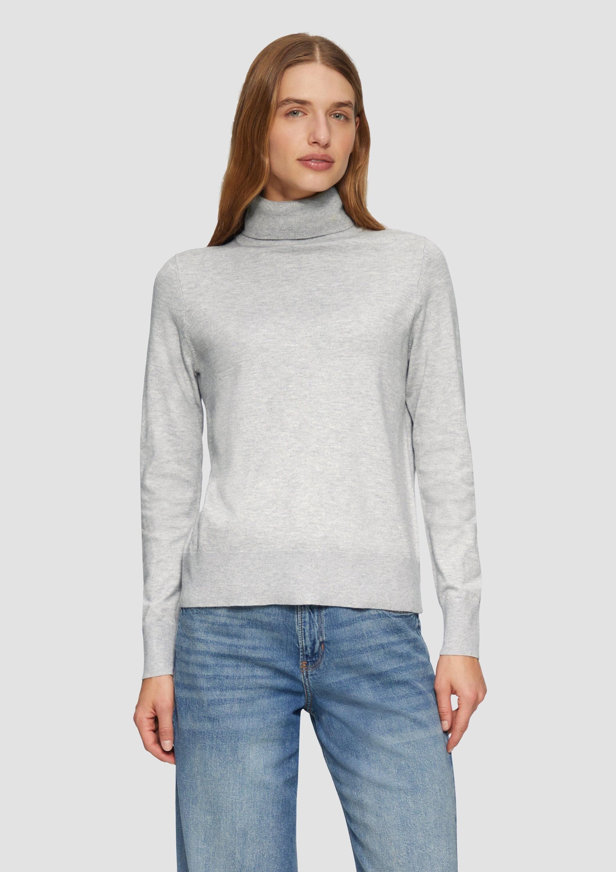 s.Oliver Longpullover Strickpullover Feinstrickpullover mit Rollkragen