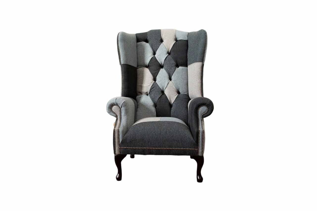 JVmoebel Ohrensessel Ohrensessel Chesterfield Sofa Couch Polster 1 Sitzer Sessel Textil, Made IN Europe