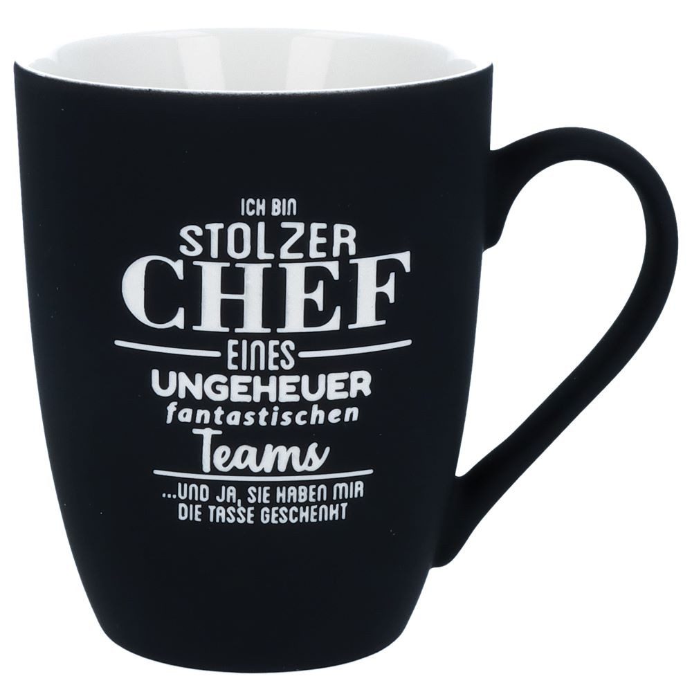 Spruchreif® Tasse SOFT-TOUCH-Tasse mit Gravur · Geschenke für die Chefin · Teamgeschenk
