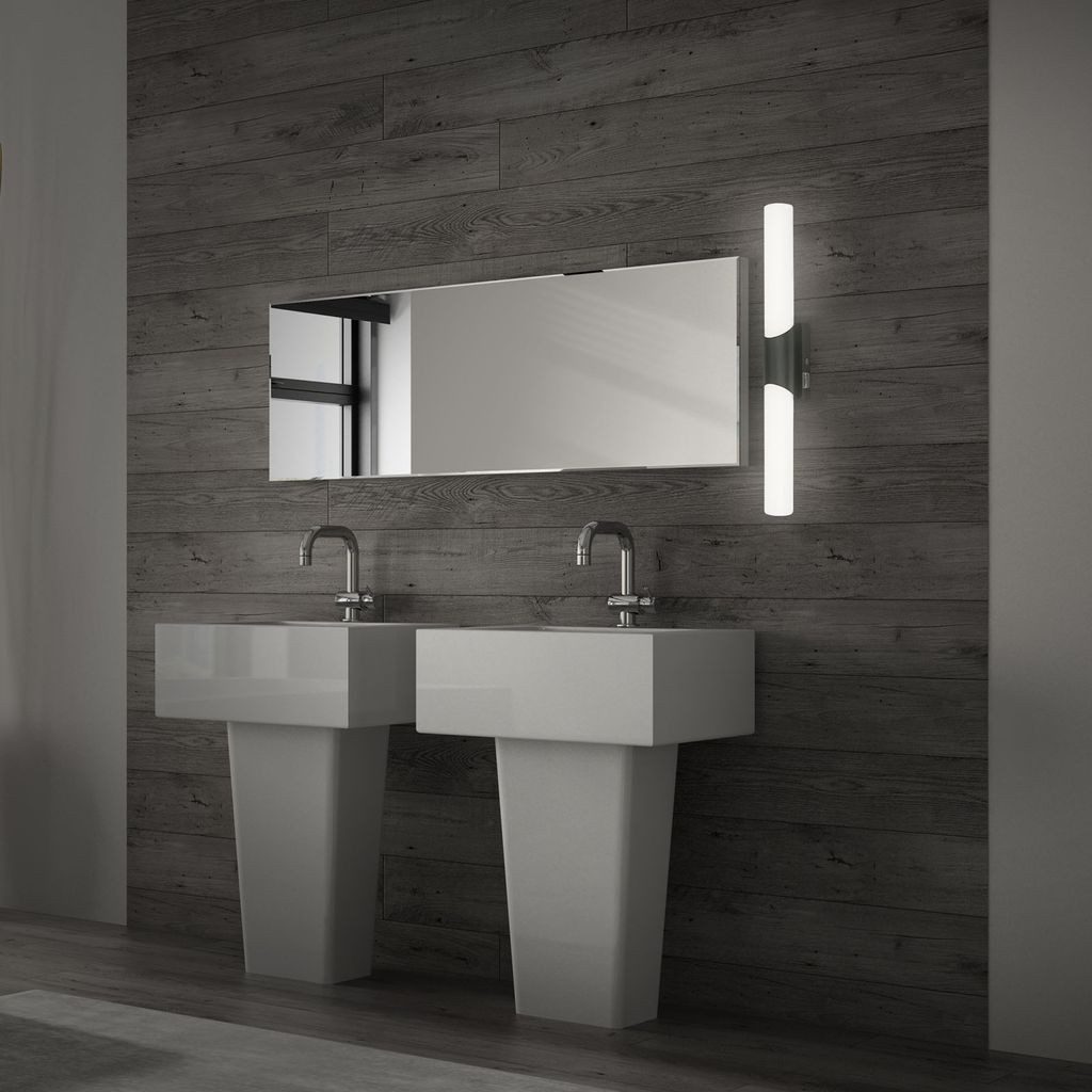 Briloner Leuchten Wandleuchte 2111-115, LED fest integriert, 2700K - Extra-Warmweiß, schwarz, Badleuchte, inkl. Schalter, neutralweiß, IP44, 47cm